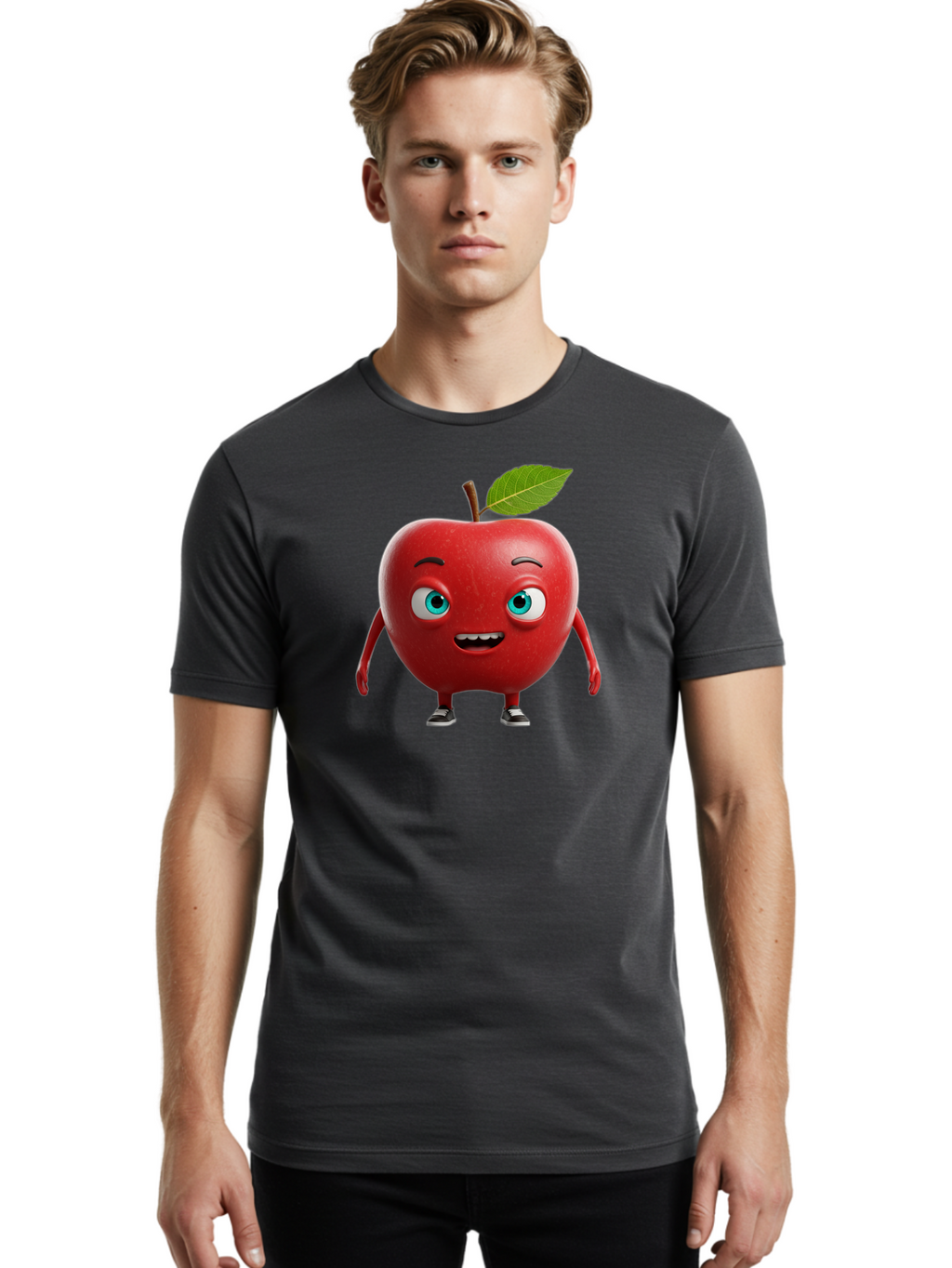 Cartoon-Apple-Character Men'S Graphic Tee, 100% Cotton, Comfortable Casual Summer Wear, Machine Washable, Vintage Camera, Old Camera, Antique Camera, Black Camera, Classic Photography, Photography Equipment, Nostalgic Device, Film Camera, Bao189