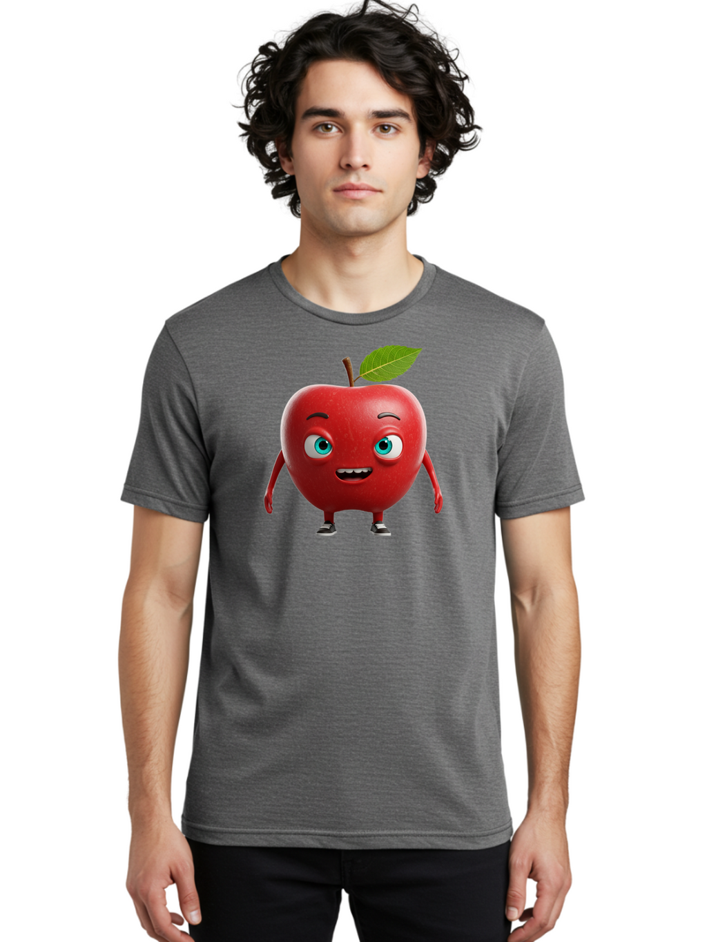 Cartoon-Apple-Character Men'S Graphic Tee, 100% Cotton, Comfortable Casual Summer Wear, Machine Washable, Vintage Camera, Old Camera, Antique Camera, Black Camera, Classic Photography, Photography Equipment, Nostalgic Device, Film Camera, Bao189