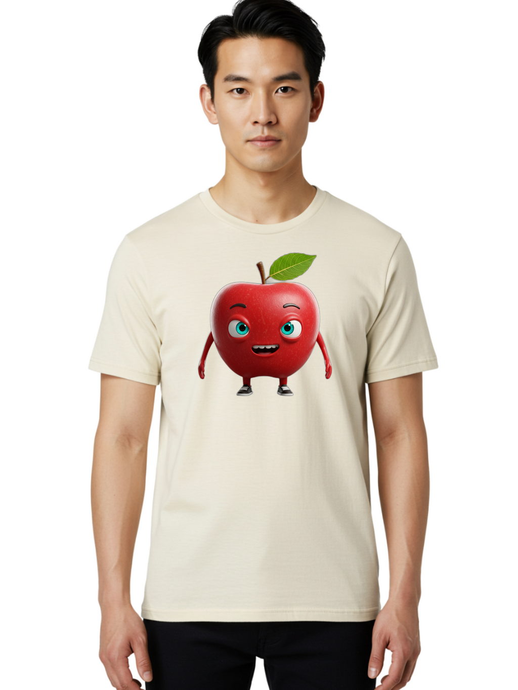 Cartoon-Apple-Character Men'S Graphic Tee, 100% Cotton, Comfortable Casual Summer Wear, Machine Washable, Vintage Camera, Old Camera, Antique Camera, Black Camera, Classic Photography, Photography Equipment, Nostalgic Device, Film Camera, Bao189