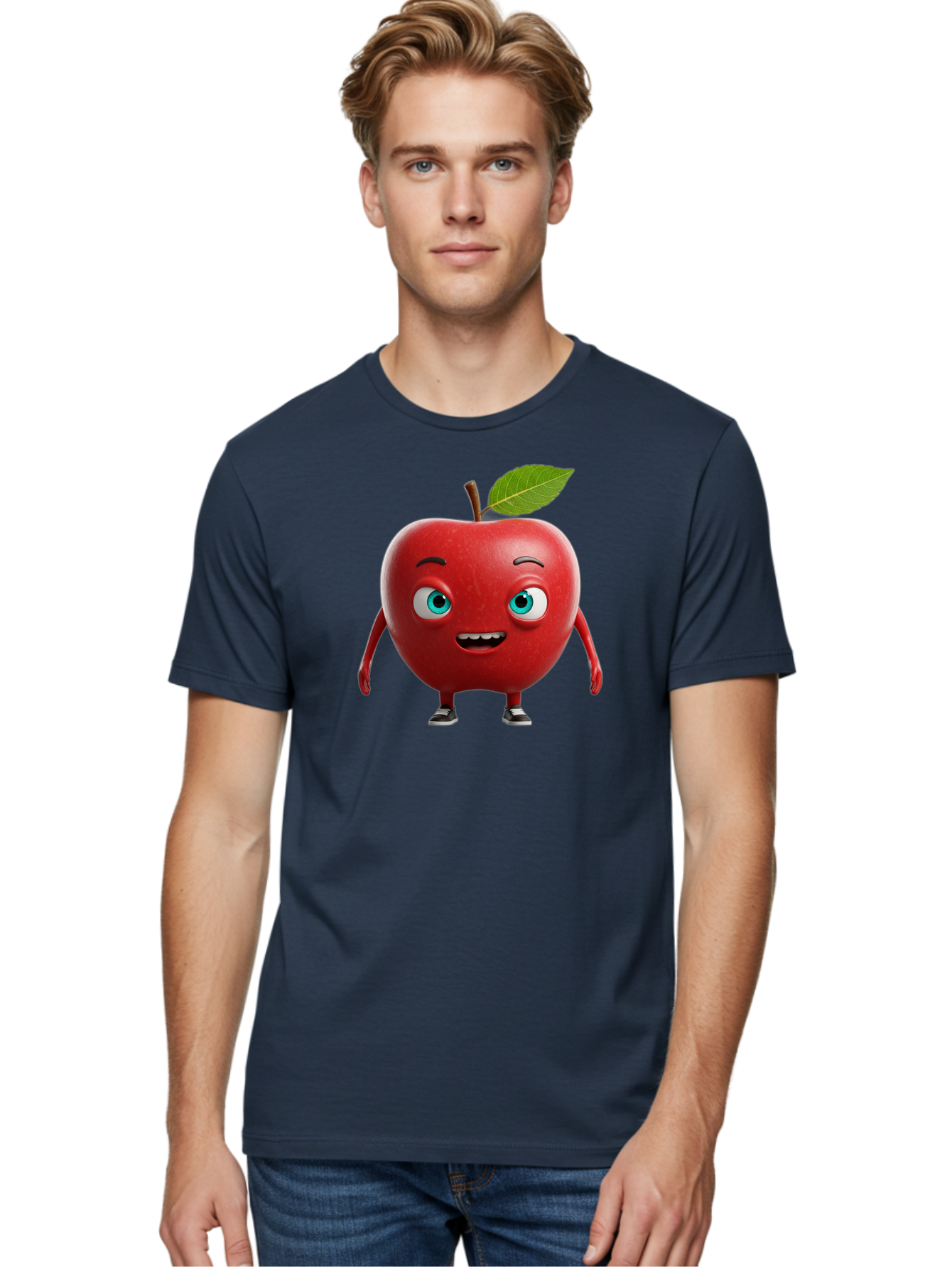 Cartoon-Apple-Character Men'S Graphic Tee, 100% Cotton, Comfortable Casual Summer Wear, Machine Washable, Vintage Camera, Old Camera, Antique Camera, Black Camera, Classic Photography, Photography Equipment, Nostalgic Device, Film Camera, Bao189