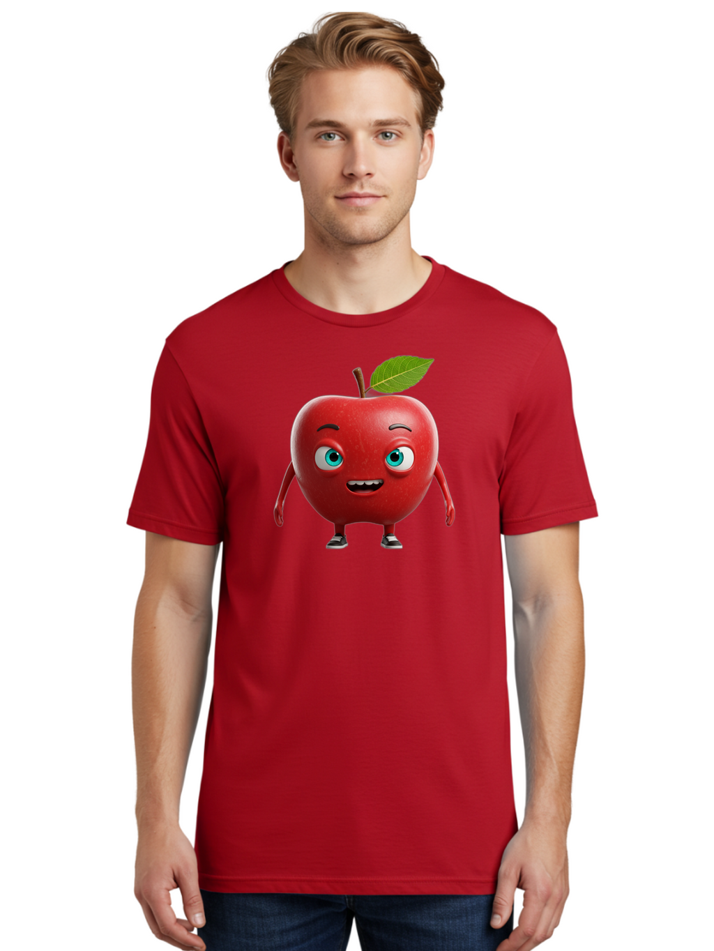 Cartoon-Apple-Character Men'S Graphic Tee, 100% Cotton, Comfortable Casual Summer Wear, Machine Washable, Vintage Camera, Old Camera, Antique Camera, Black Camera, Classic Photography, Photography Equipment, Nostalgic Device, Film Camera, Bao189