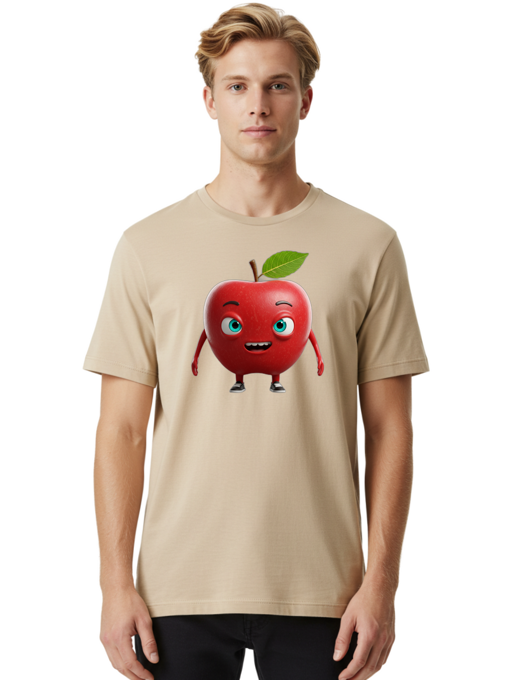 Cartoon-Apple-Character Men'S Graphic Tee, 100% Cotton, Comfortable Casual Summer Wear, Machine Washable, Vintage Camera, Old Camera, Antique Camera, Black Camera, Classic Photography, Photography Equipment, Nostalgic Device, Film Camera, Bao189
