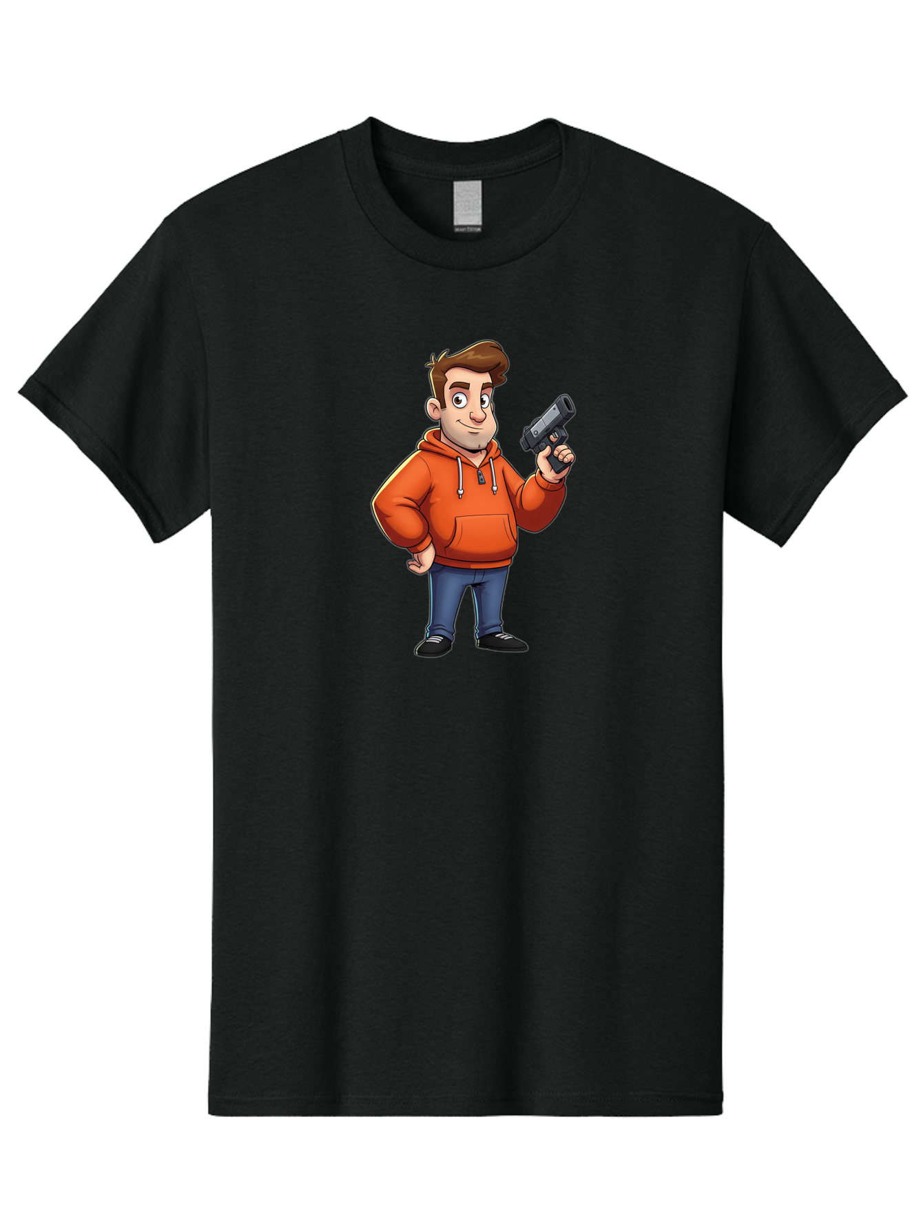 Cartoon-Man-With-Gun Men'S Graphic Tee, 100% Cotton, Comfortable Casual Summer Wear, Machine Washable, Vintage Camera, Old Camera, Antique Camera, Black Camera, Classic Photography, Photography Equipment, Nostalgic Device, Film Camera, Bao190
