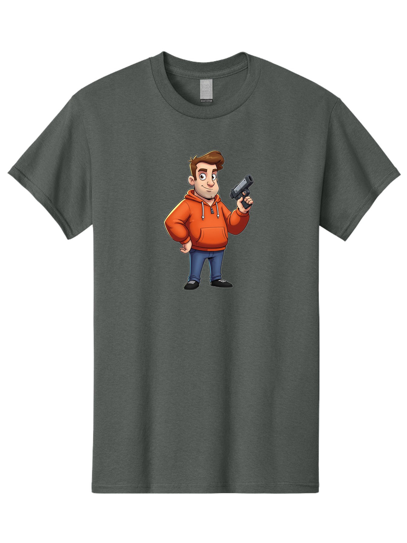 Cartoon-Man-With-Gun Men'S Graphic Tee, 100% Cotton, Comfortable Casual Summer Wear, Machine Washable, Vintage Camera, Old Camera, Antique Camera, Black Camera, Classic Photography, Photography Equipment, Nostalgic Device, Film Camera, Bao190