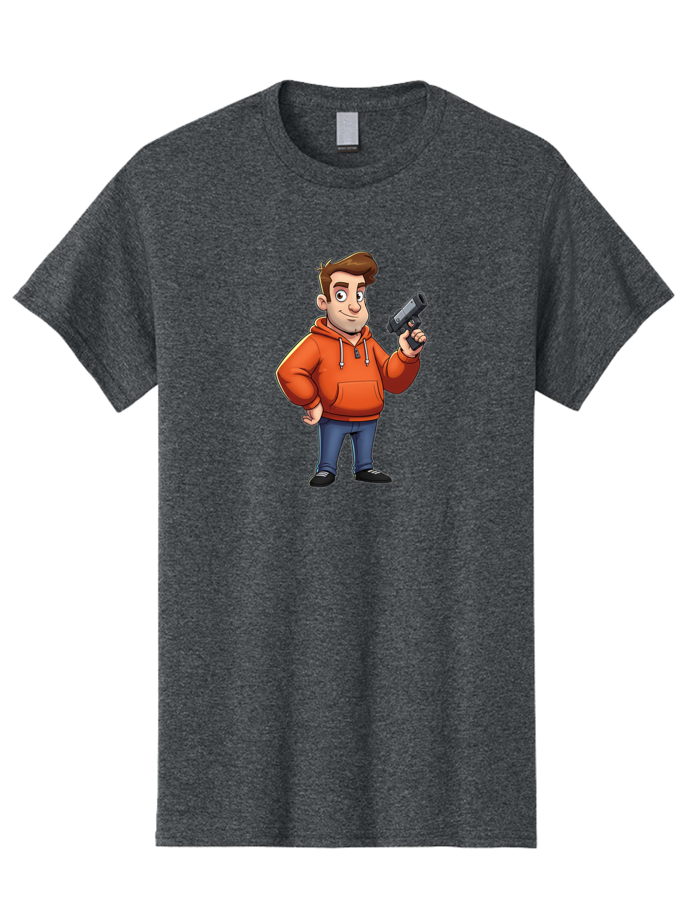 Cartoon-Man-With-Gun Men'S Graphic Tee, 100% Cotton, Comfortable Casual Summer Wear, Machine Washable, Vintage Camera, Old Camera, Antique Camera, Black Camera, Classic Photography, Photography Equipment, Nostalgic Device, Film Camera, Bao190