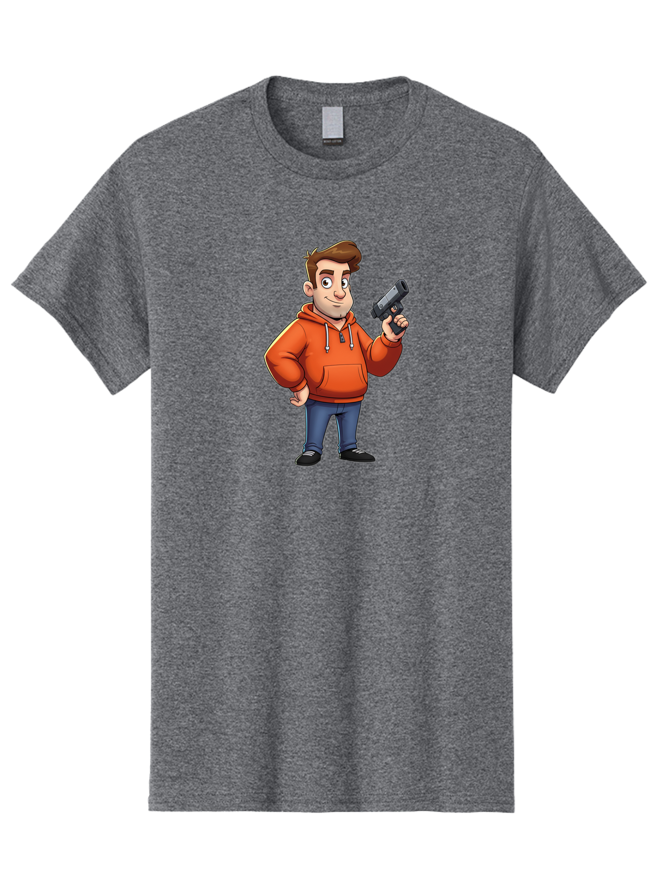 Cartoon-Man-With-Gun Men'S Graphic Tee, 100% Cotton, Comfortable Casual Summer Wear, Machine Washable, Vintage Camera, Old Camera, Antique Camera, Black Camera, Classic Photography, Photography Equipment, Nostalgic Device, Film Camera, Bao190