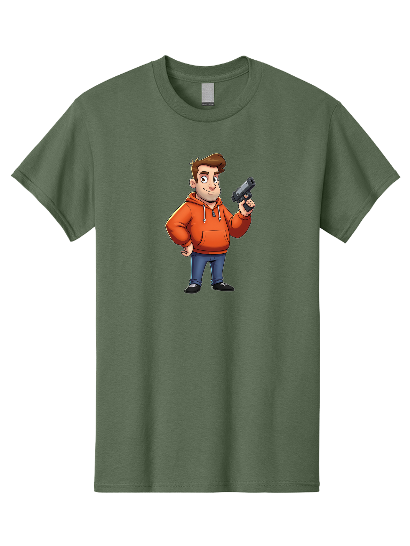Cartoon-Man-With-Gun Men'S Graphic Tee, 100% Cotton, Comfortable Casual Summer Wear, Machine Washable, Vintage Camera, Old Camera, Antique Camera, Black Camera, Classic Photography, Photography Equipment, Nostalgic Device, Film Camera, Bao190