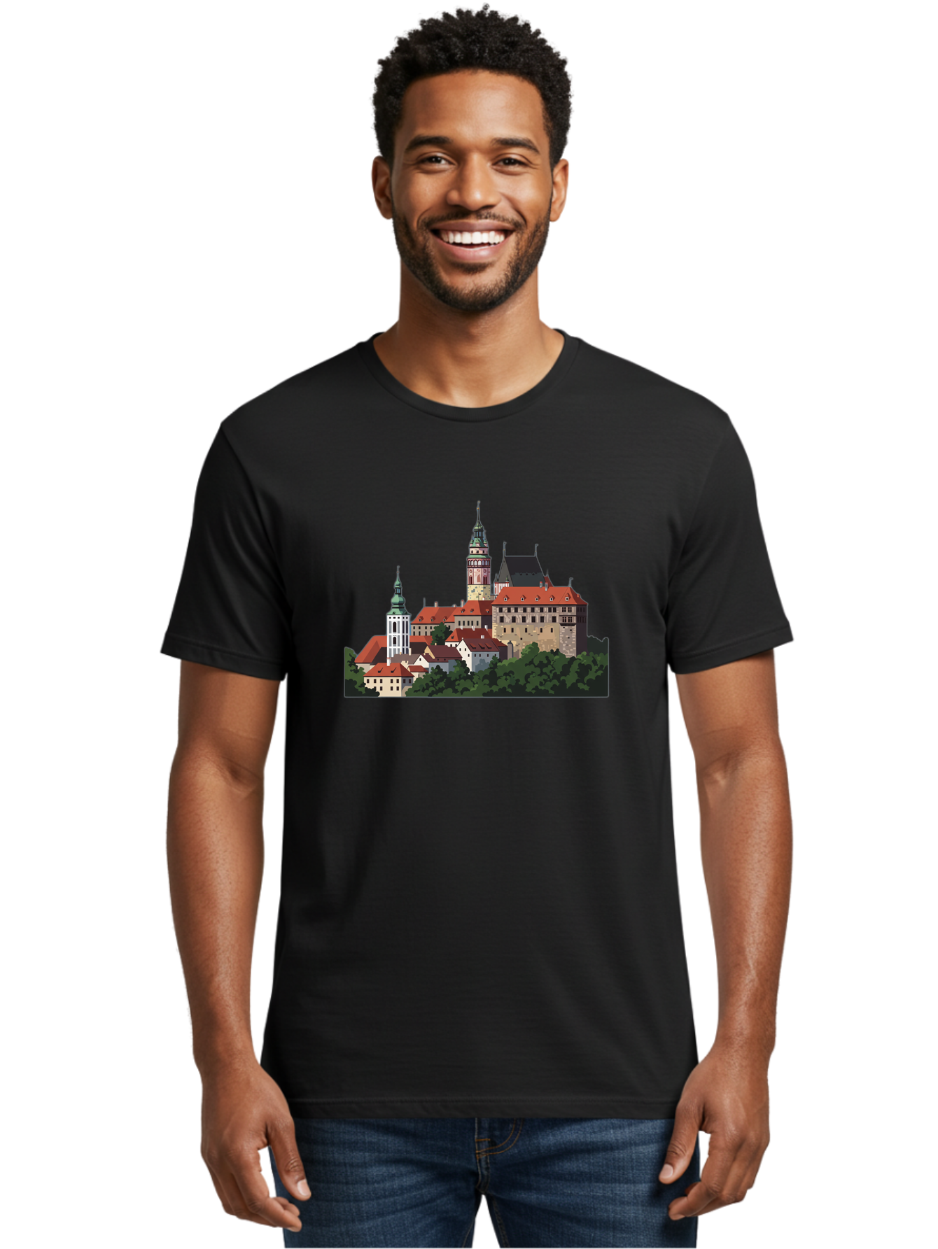 Castle-Illustration Men'S Graphic Tee, 100% Cotton, Comfortable Casual Summer Wear, Machine Washable, Vintage Camera, Old Camera, Antique Camera, Black Camera, Classic Photography, Photography Equipment, Nostalgic Device, Film Camera, Bao192
