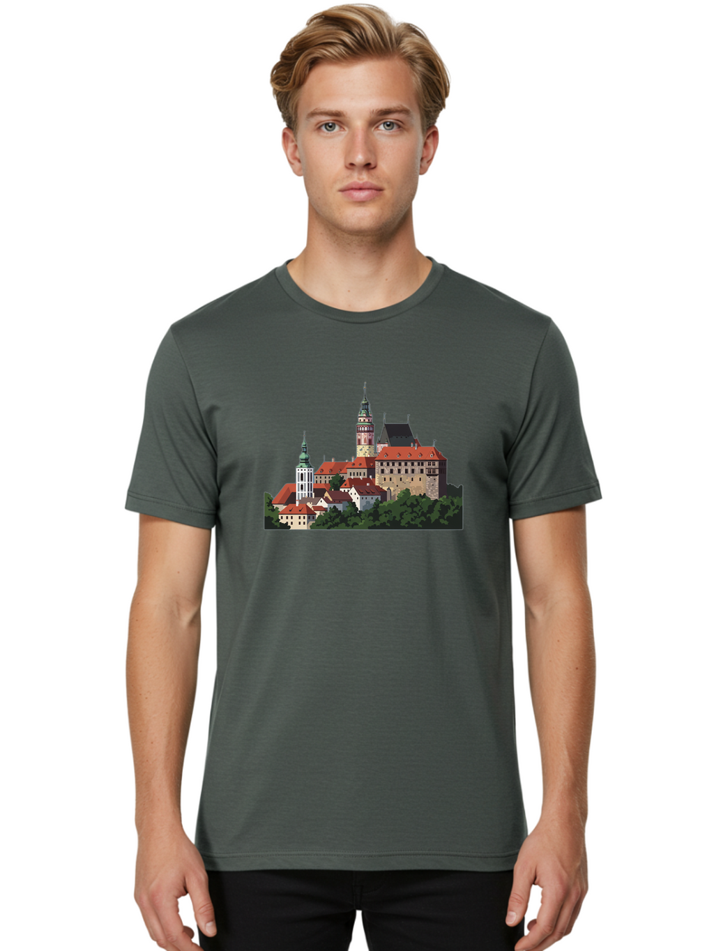 Castle-Illustration Men'S Graphic Tee, 100% Cotton, Comfortable Casual Summer Wear, Machine Washable, Vintage Camera, Old Camera, Antique Camera, Black Camera, Classic Photography, Photography Equipment, Nostalgic Device, Film Camera, Bao192