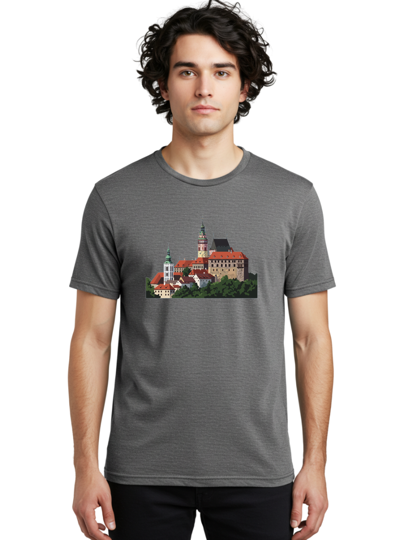 Castle-Illustration Men'S Graphic Tee, 100% Cotton, Comfortable Casual Summer Wear, Machine Washable, Vintage Camera, Old Camera, Antique Camera, Black Camera, Classic Photography, Photography Equipment, Nostalgic Device, Film Camera, Bao192
