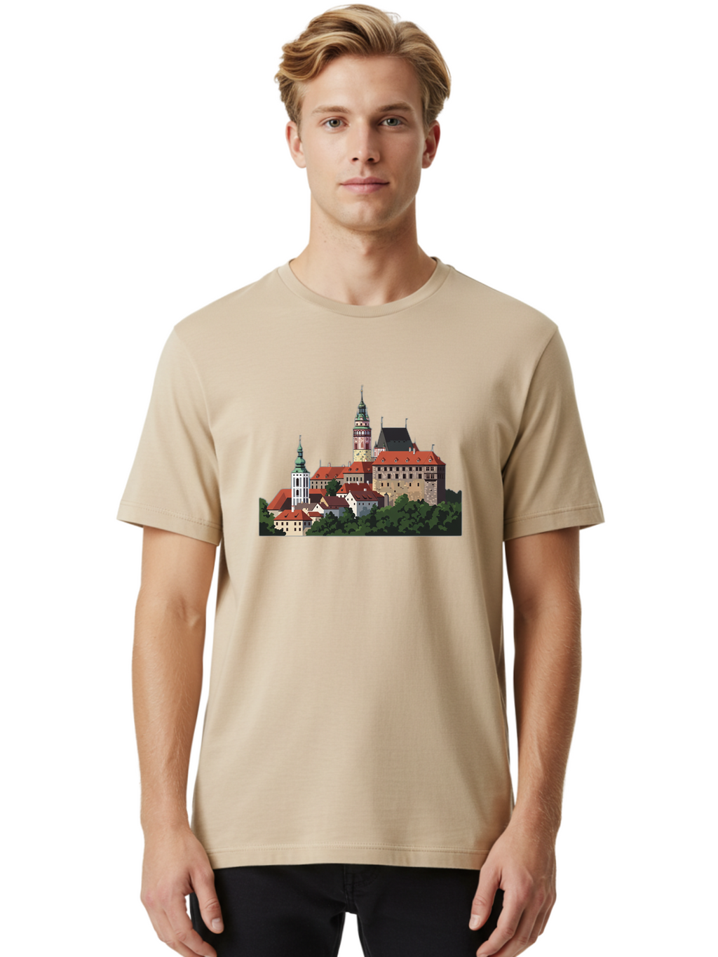 Castle-Illustration Men'S Graphic Tee, 100% Cotton, Comfortable Casual Summer Wear, Machine Washable, Vintage Camera, Old Camera, Antique Camera, Black Camera, Classic Photography, Photography Equipment, Nostalgic Device, Film Camera, Bao192