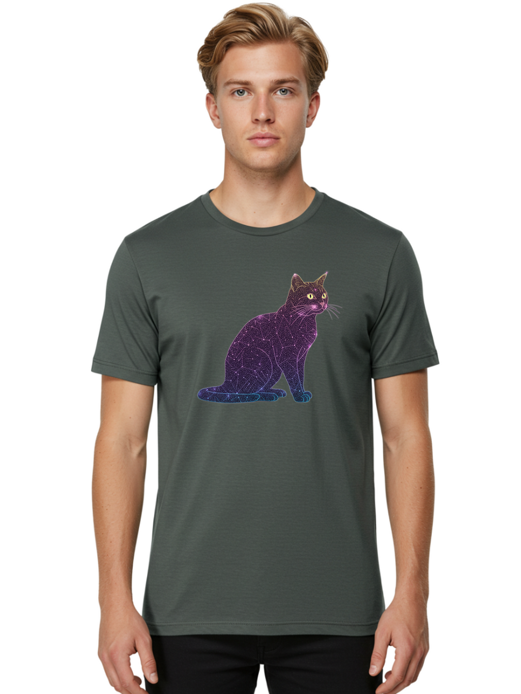 Cat-Constellation Men'S Graphic Tee, 100% Cotton, Comfortable Casual Summer Wear, Machine Washable, Vintage Camera, Old Camera, Antique Camera, Black Camera, Classic Photography, Photography Equipment, Nostalgic Device, Film Camera, Camera Art Bao195