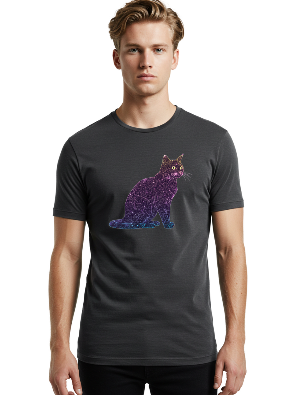 Cat-Constellation Men'S Graphic Tee, 100% Cotton, Comfortable Casual Summer Wear, Machine Washable, Vintage Camera, Old Camera, Antique Camera, Black Camera, Classic Photography, Photography Equipment, Nostalgic Device, Film Camera, Camera Art Bao195