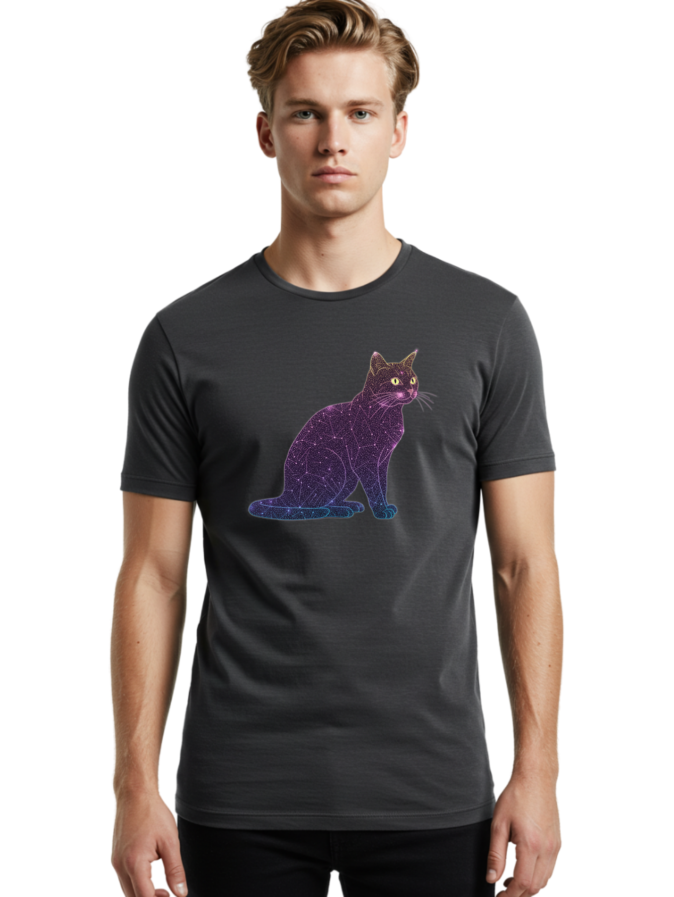 Cat-Constellation Men'S Graphic Tee, 100% Cotton, Comfortable Casual Summer Wear, Machine Washable, Vintage Camera, Old Camera, Antique Camera, Black Camera, Classic Photography, Photography Equipment, Nostalgic Device, Film Camera, Camera Art Bao195