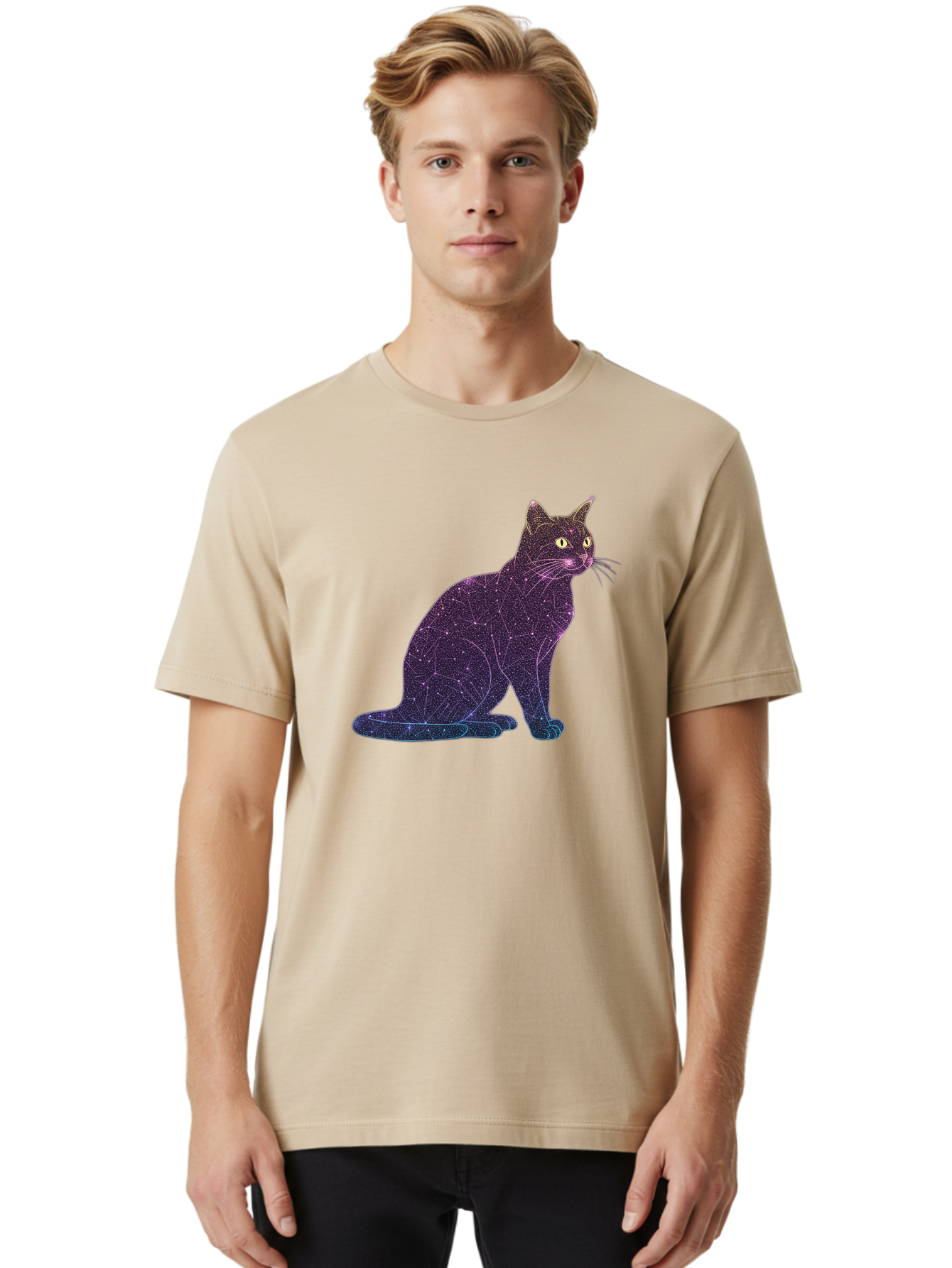 Cat-Constellation Men'S Graphic Tee, 100% Cotton, Comfortable Casual Summer Wear, Machine Washable, Vintage Camera, Old Camera, Antique Camera, Black Camera, Classic Photography, Photography Equipment, Nostalgic Device, Film Camera, Camera Art Bao195