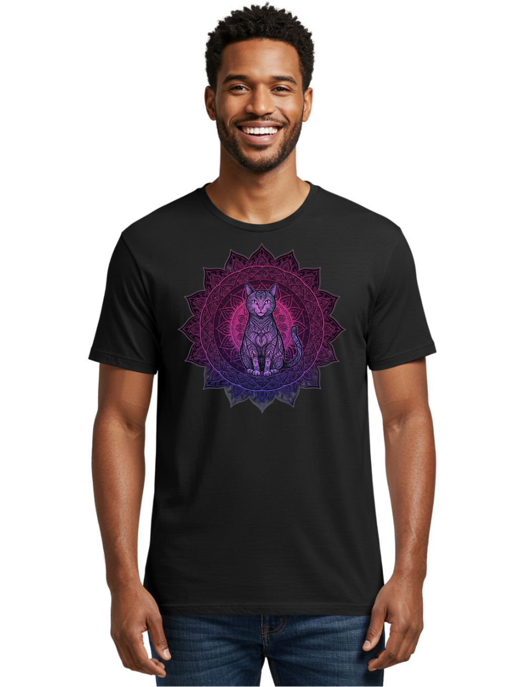 Cat-Mandala Men'S Graphic Tee, 100% Cotton, Comfortable Casual Summer Wear, Machine Washable, Vintage Camera, Old Camera, Antique Camera, Black Camera, Classic Photography, Photography Equipment, Nostalgic Device, Film Camera, Camera Art Bao200