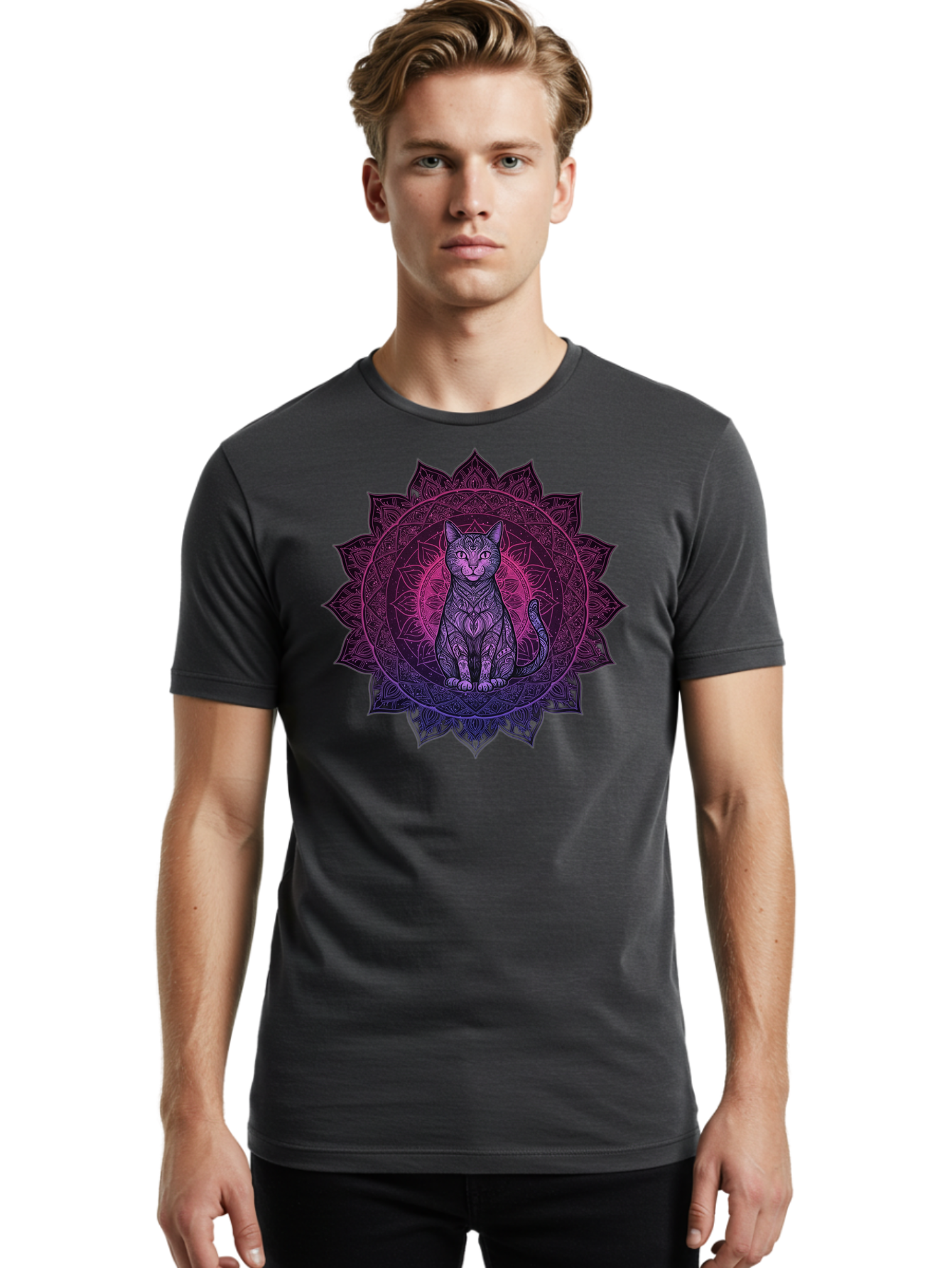 Cat-Mandala Men'S Graphic Tee, 100% Cotton, Comfortable Casual Summer Wear, Machine Washable, Vintage Camera, Old Camera, Antique Camera, Black Camera, Classic Photography, Photography Equipment, Nostalgic Device, Film Camera, Camera Art Bao200