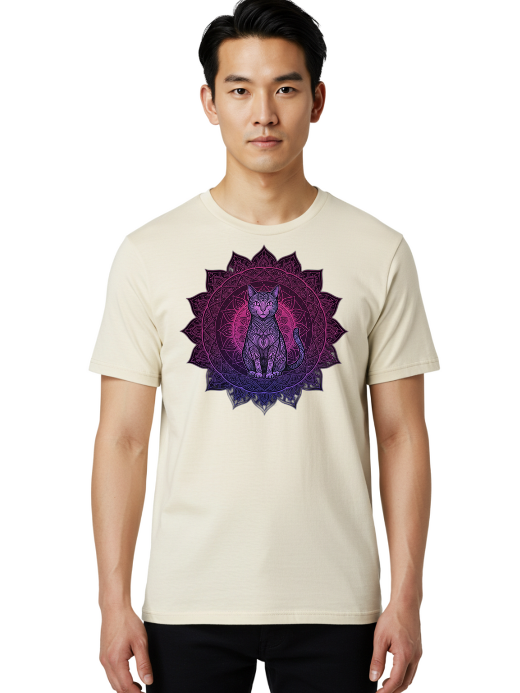 Cat-Mandala Men'S Graphic Tee, 100% Cotton, Comfortable Casual Summer Wear, Machine Washable, Vintage Camera, Old Camera, Antique Camera, Black Camera, Classic Photography, Photography Equipment, Nostalgic Device, Film Camera, Camera Art Bao200