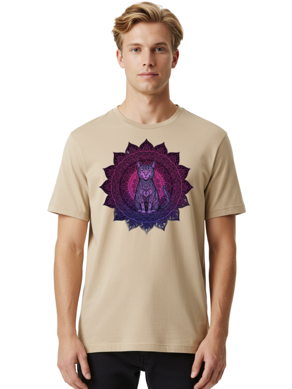 Cat-Mandala Men'S Graphic Tee, 100% Cotton, Comfortable Casual Summer Wear, Machine Washable, Vintage Camera, Old Camera, Antique Camera, Black Camera, Classic Photography, Photography Equipment, Nostalgic Device, Film Camera, Camera Art Bao200