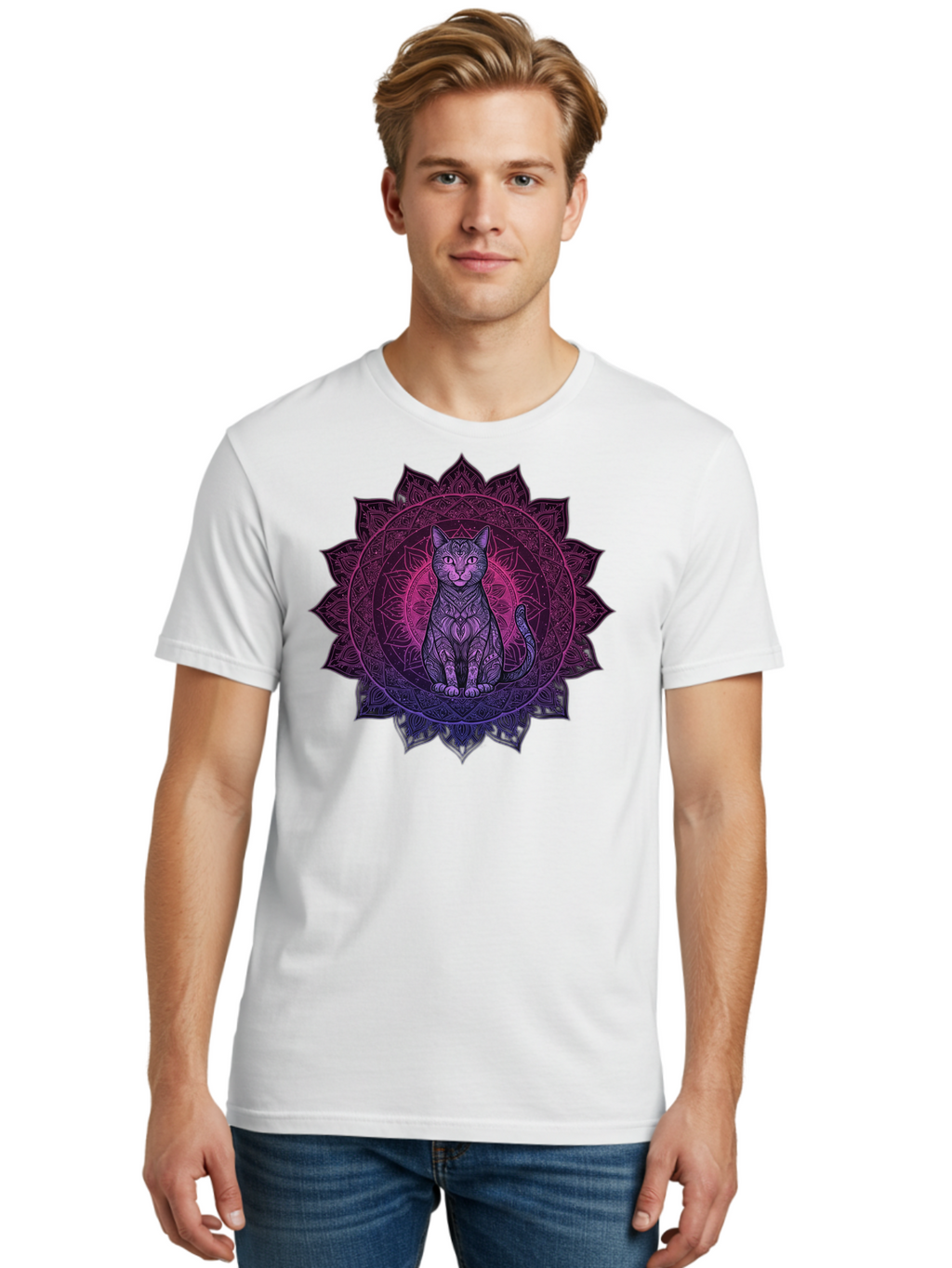 Cat-Mandala Men'S Graphic Tee, 100% Cotton, Comfortable Casual Summer Wear, Machine Washable, Vintage Camera, Old Camera, Antique Camera, Black Camera, Classic Photography, Photography Equipment, Nostalgic Device, Film Camera, Camera Art Bao200