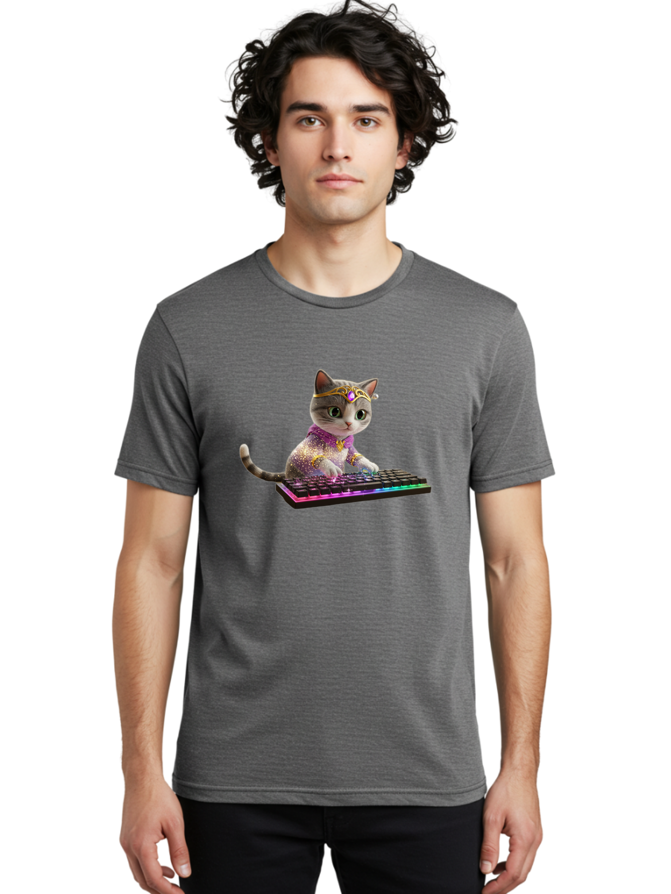 Cat-On-Keyboard-1 Men'S Graphic Tee, 100% Cotton, Comfortable Casual Summer Wear, Machine Washable, Vintage Camera, Old Camera, Antique Camera, Black Camera, Classic Photography, Photography Equipment, Nostalgic Device, Film Camera, Camera Art Bao201