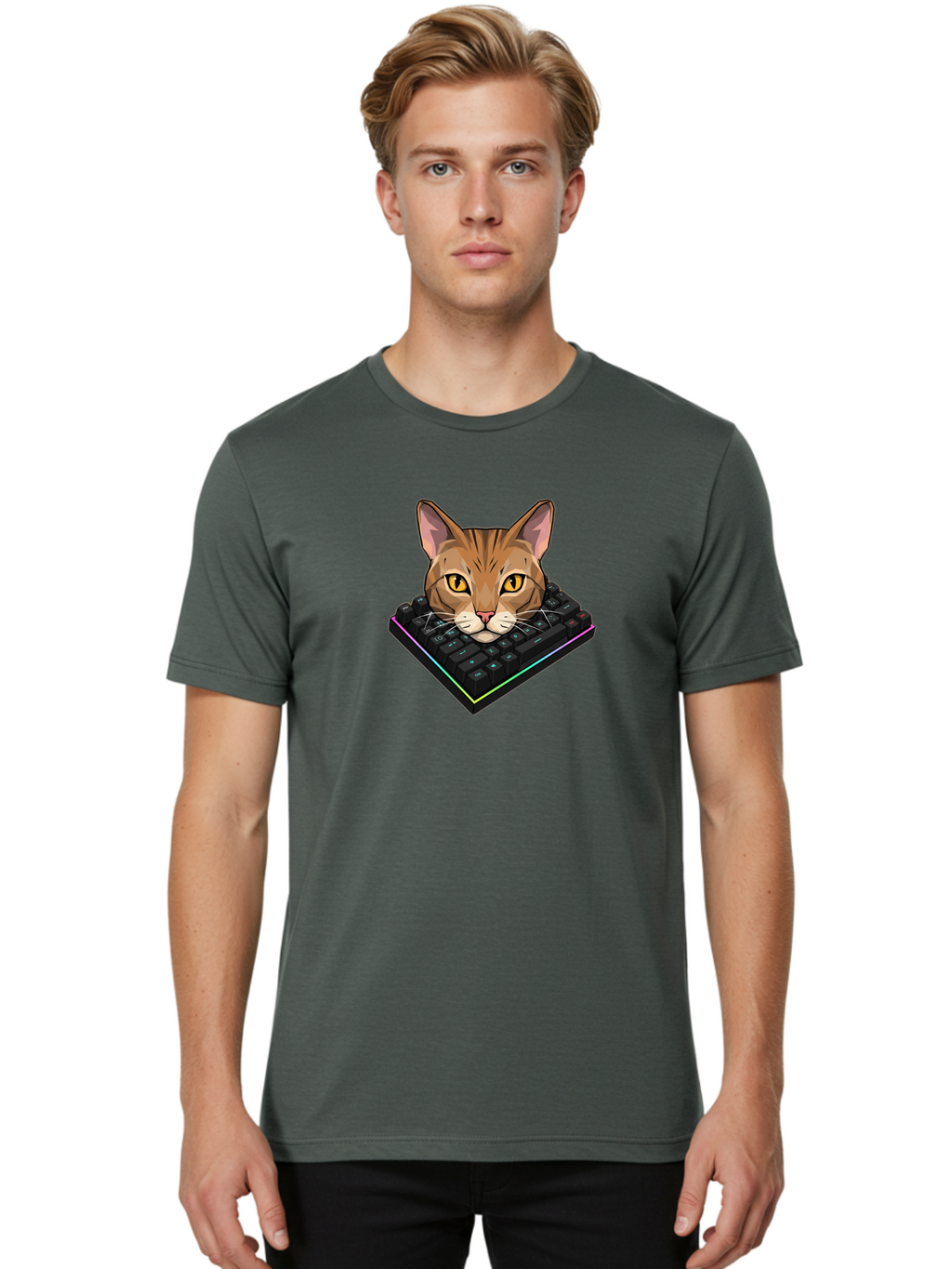 Cat-On-Keyboard Men'S Graphic Tee, 100% Cotton, Comfortable Casual Summer Wear, Machine Washable, Vintage Camera, Old Camera, Antique Camera, Black Camera, Classic Photography, Photography Equipment, Nostalgic Device, Film Camera, Camera Art Bao202