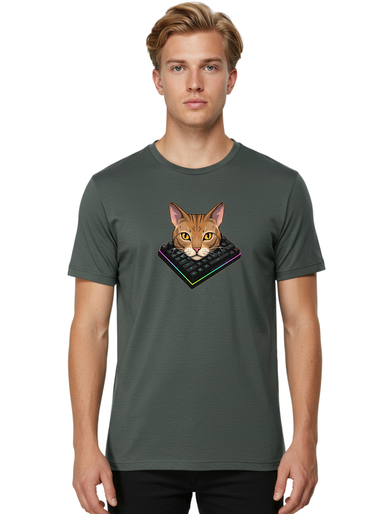 Cat-On-Keyboard Men'S Graphic Tee, 100% Cotton, Comfortable Casual Summer Wear, Machine Washable, Vintage Camera, Old Camera, Antique Camera, Black Camera, Classic Photography, Photography Equipment, Nostalgic Device, Film Camera, Camera Art Bao202