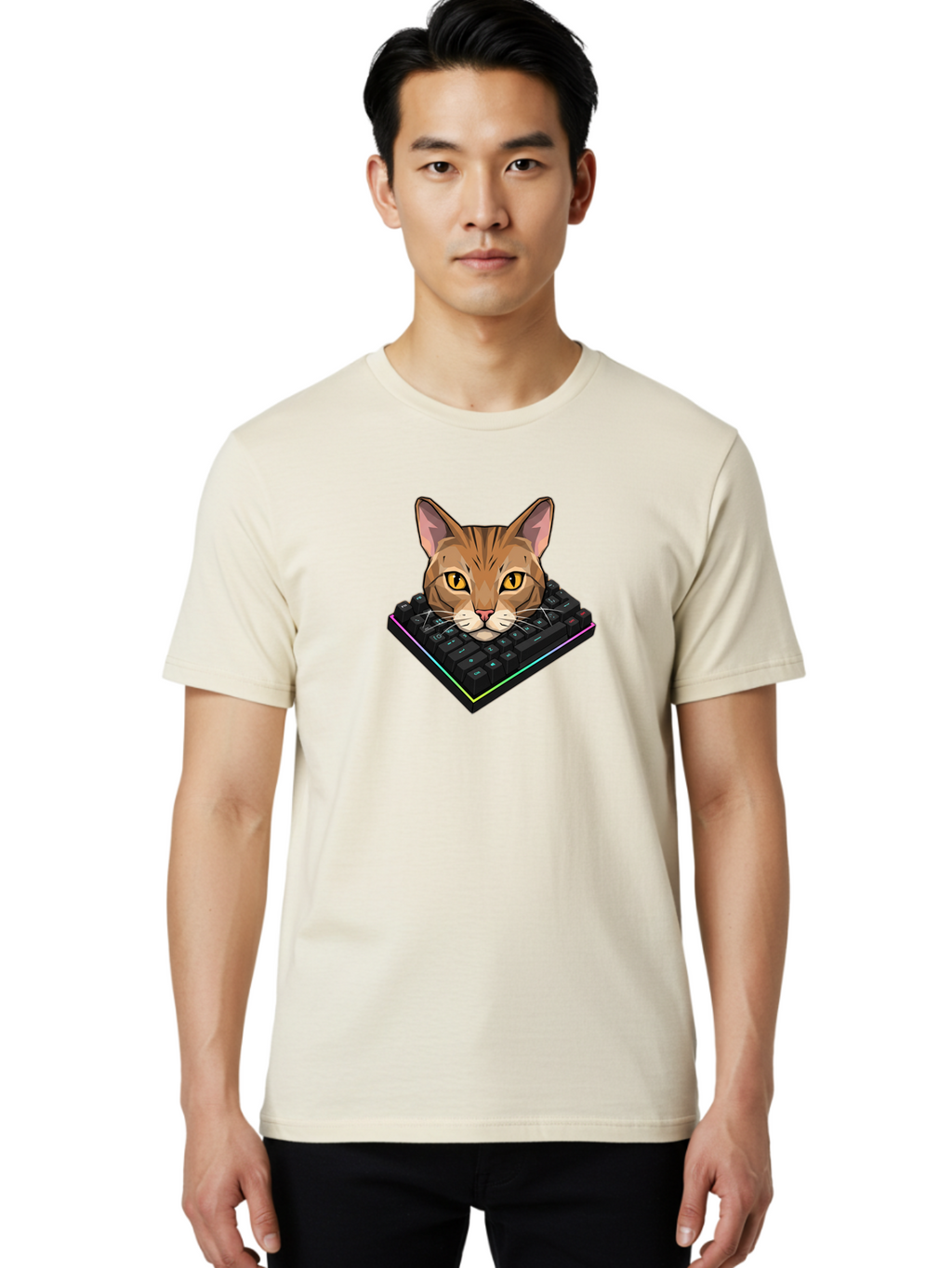 Cat-On-Keyboard Men'S Graphic Tee, 100% Cotton, Comfortable Casual Summer Wear, Machine Washable, Vintage Camera, Old Camera, Antique Camera, Black Camera, Classic Photography, Photography Equipment, Nostalgic Device, Film Camera, Camera Art Bao202