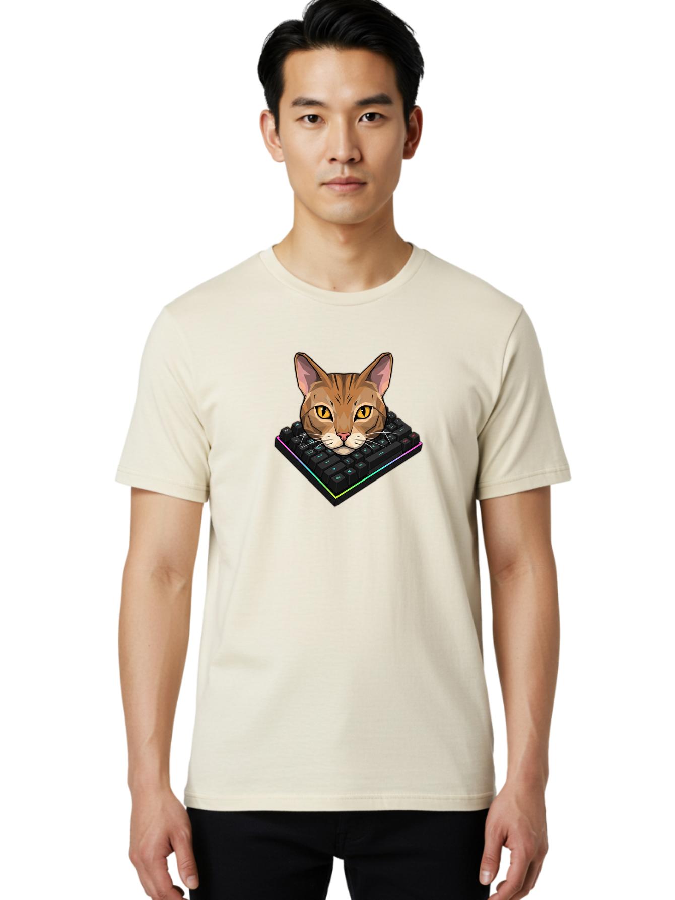 Cat-On-Keyboard Men'S Graphic Tee, 100% Cotton, Comfortable Casual Summer Wear, Machine Washable, Vintage Camera, Old Camera, Antique Camera, Black Camera, Classic Photography, Photography Equipment, Nostalgic Device, Film Camera, Camera Art Bao202