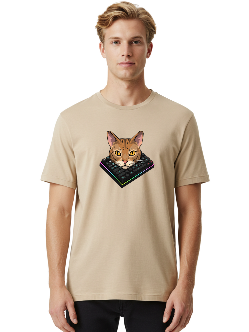 Cat-On-Keyboard Men'S Graphic Tee, 100% Cotton, Comfortable Casual Summer Wear, Machine Washable, Vintage Camera, Old Camera, Antique Camera, Black Camera, Classic Photography, Photography Equipment, Nostalgic Device, Film Camera, Camera Art Bao202