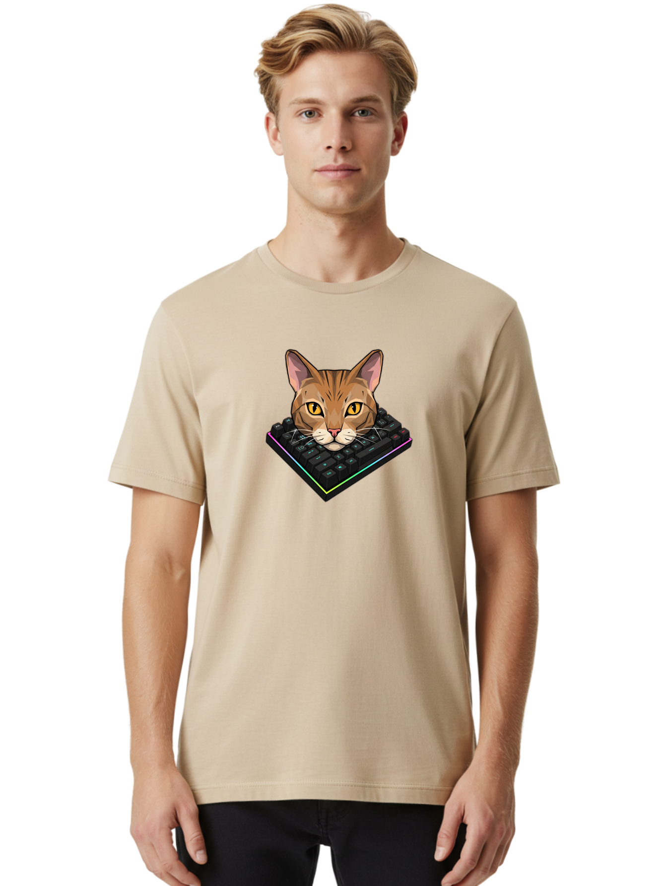 Cat-On-Keyboard Men'S Graphic Tee, 100% Cotton, Comfortable Casual Summer Wear, Machine Washable, Vintage Camera, Old Camera, Antique Camera, Black Camera, Classic Photography, Photography Equipment, Nostalgic Device, Film Camera, Camera Art Bao202