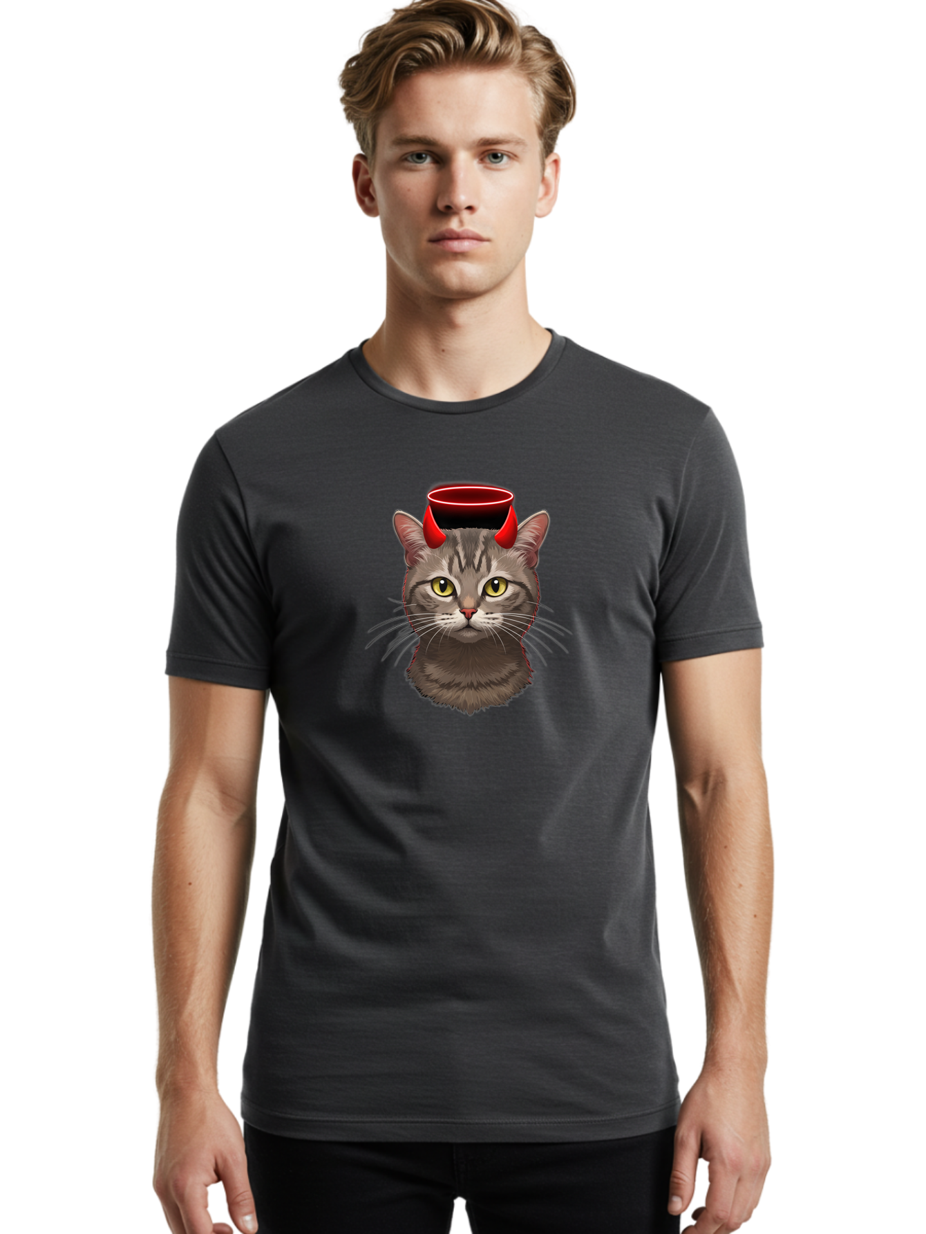 Cat-With-Devil-Horns Men'S Graphic Tee, 100% Cotton, Comfortable Casual Summer Wear, Machine Washable, Vintage Camera, Old Camera, Antique Camera, Black Camera, Classic Photography, Photography Equipment, Nostalgic Device, Film Camera, Bao203