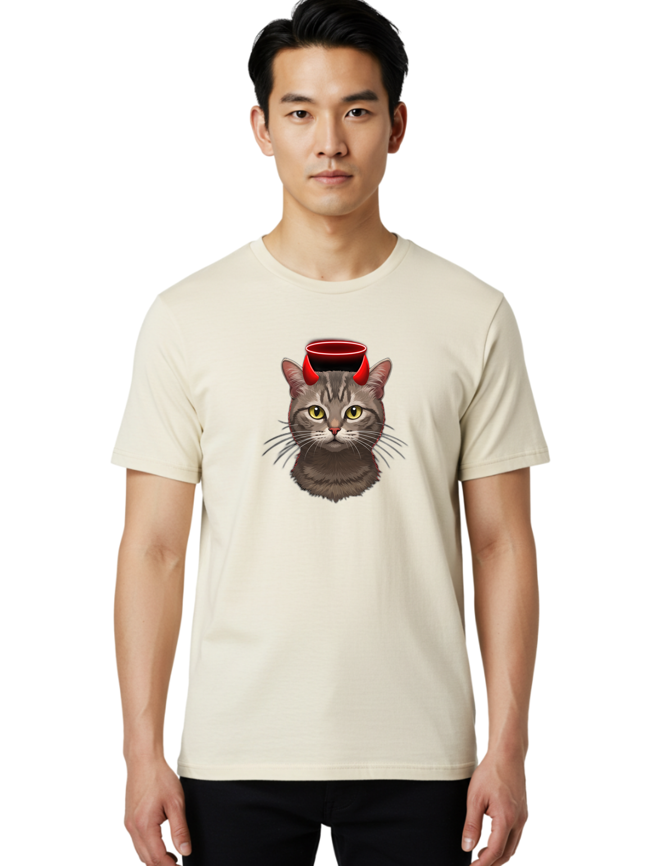 Cat-With-Devil-Horns Men'S Graphic Tee, 100% Cotton, Comfortable Casual Summer Wear, Machine Washable, Vintage Camera, Old Camera, Antique Camera, Black Camera, Classic Photography, Photography Equipment, Nostalgic Device, Film Camera, Bao203