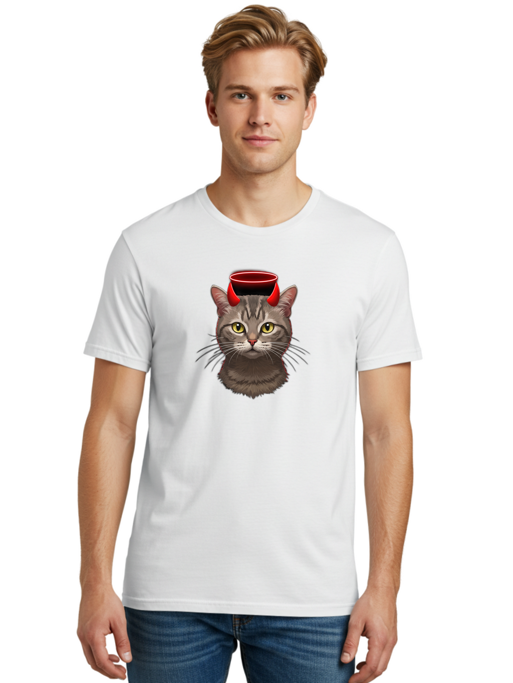 Cat-With-Devil-Horns Men'S Graphic Tee, 100% Cotton, Comfortable Casual Summer Wear, Machine Washable, Vintage Camera, Old Camera, Antique Camera, Black Camera, Classic Photography, Photography Equipment, Nostalgic Device, Film Camera, Bao203
