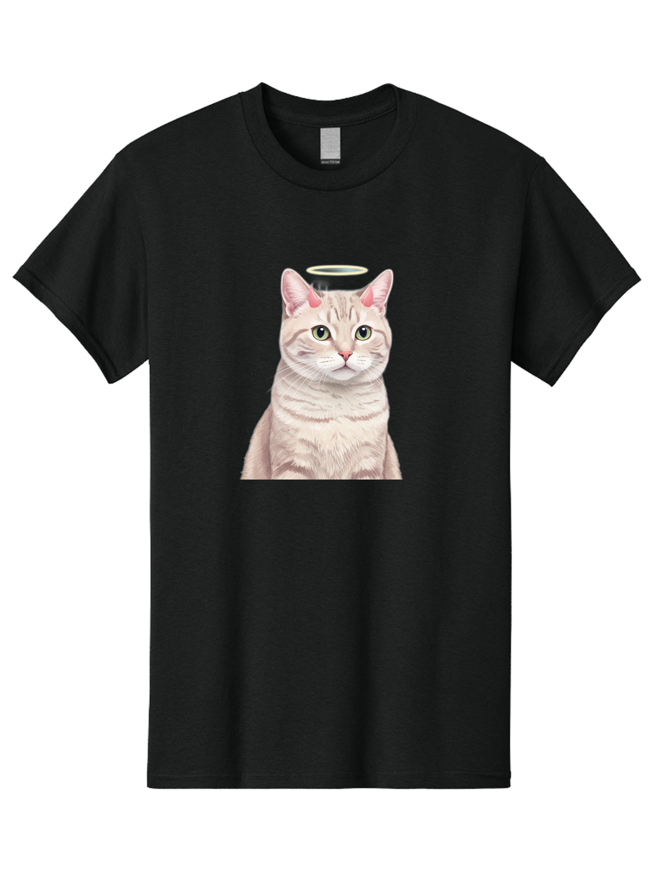 Cat-With-Halo-1 Men'S Graphic Tee, 100% Cotton, Comfortable Casual Summer Wear, Machine Washable, Vintage Camera, Old Camera, Antique Camera, Black Camera, Classic Photography, Photography Equipment, Nostalgic Device, Film Camera, Camera Art Bao204