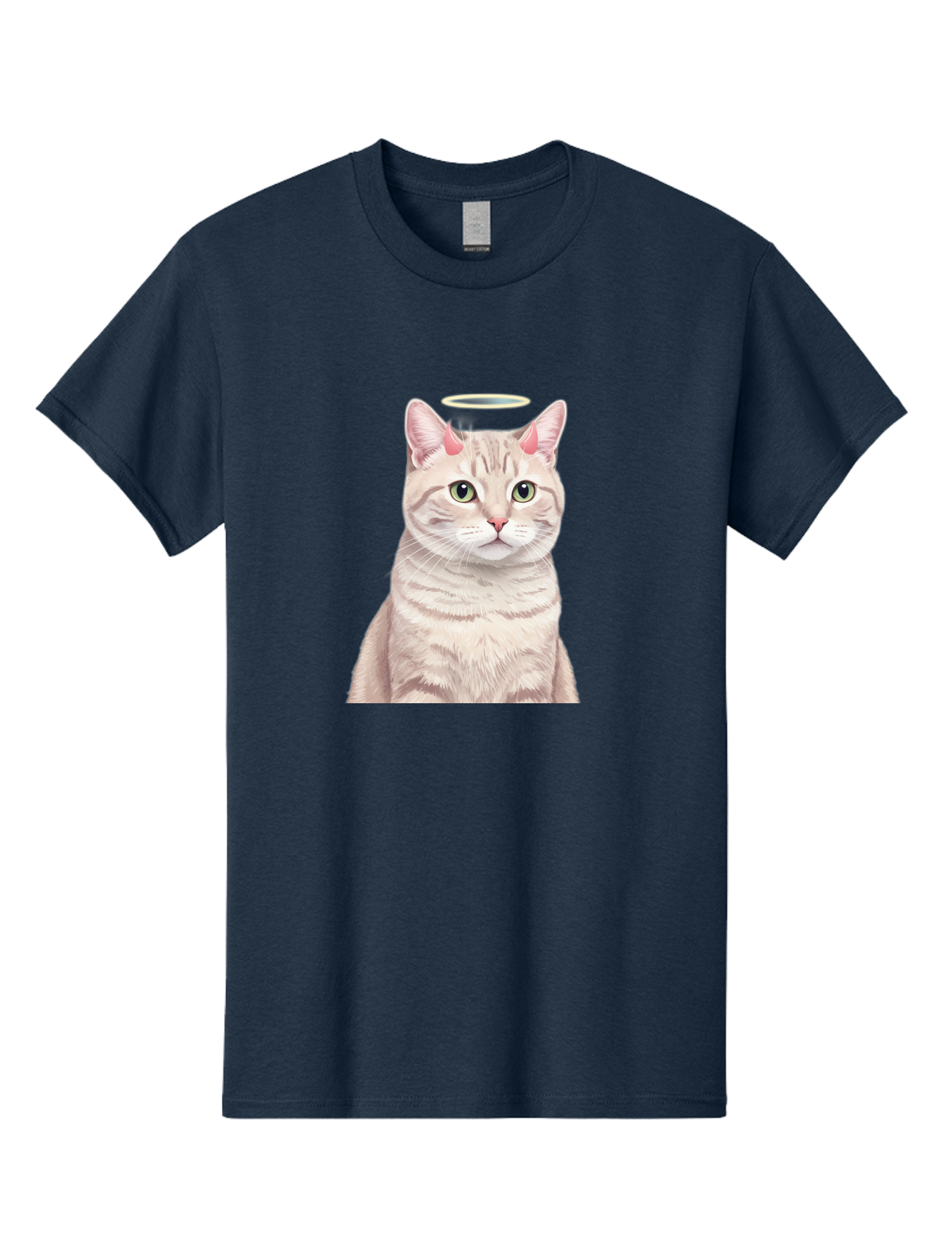 Cat-With-Halo-1 Men'S Graphic Tee, 100% Cotton, Comfortable Casual Summer Wear, Machine Washable, Vintage Camera, Old Camera, Antique Camera, Black Camera, Classic Photography, Photography Equipment, Nostalgic Device, Film Camera, Camera Art Bao204