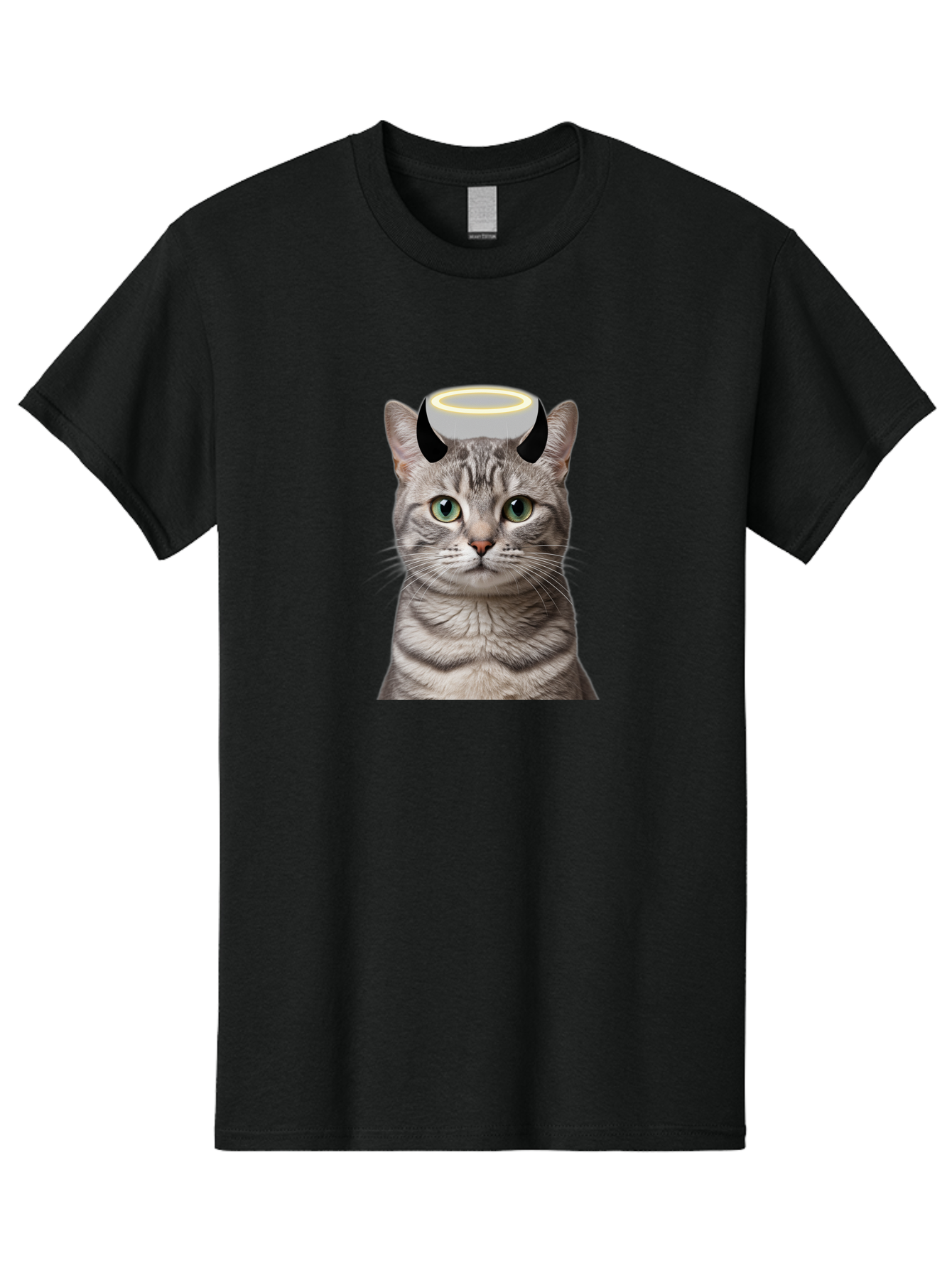 Cat-With-Halo-And-Devil-Ears Men'S Graphic Tee, 100% Cotton, Comfortable Casual Summer Wear, Machine Washable, Vintage Camera, Old Camera, Antique Camera, Black Camera, Classic Photography, Photography Equipment, Nostalgic Device, Film Camera, Bao205