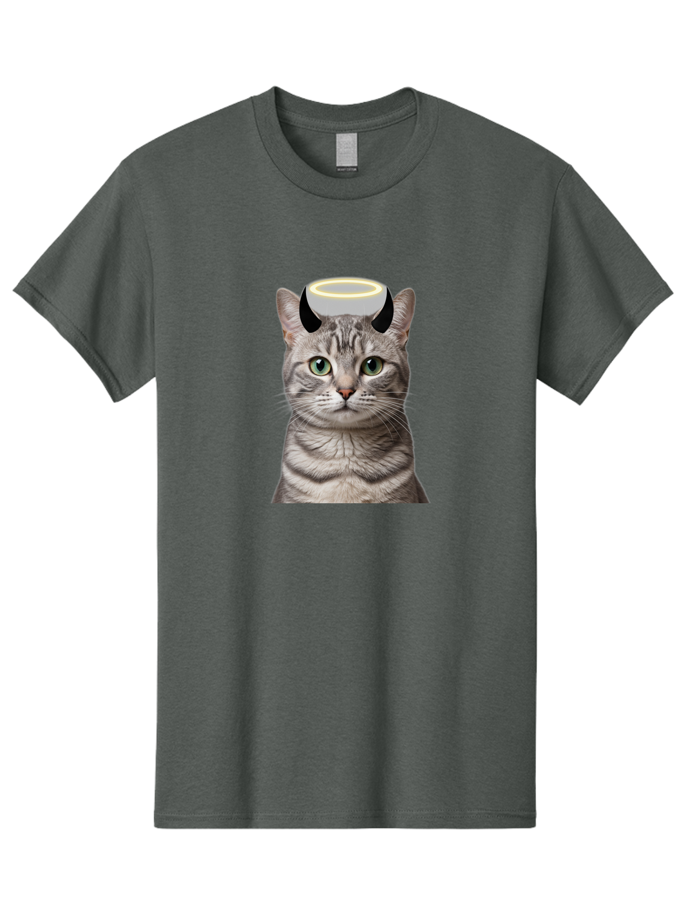 Cat-With-Halo-And-Devil-Ears Men'S Graphic Tee, 100% Cotton, Comfortable Casual Summer Wear, Machine Washable, Vintage Camera, Old Camera, Antique Camera, Black Camera, Classic Photography, Photography Equipment, Nostalgic Device, Film Camera, Bao205
