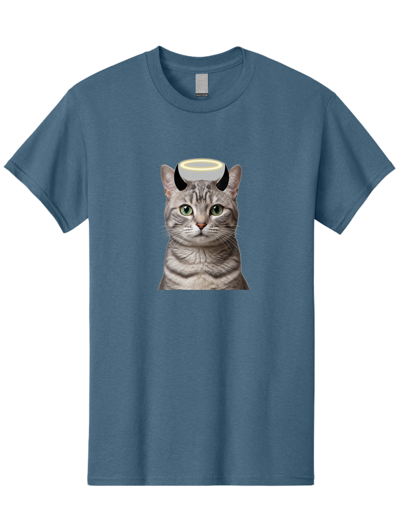 Cat-With-Halo-And-Devil-Ears Men'S Graphic Tee, 100% Cotton, Comfortable Casual Summer Wear, Machine Washable, Vintage Camera, Old Camera, Antique Camera, Black Camera, Classic Photography, Photography Equipment, Nostalgic Device, Film Camera, Bao205