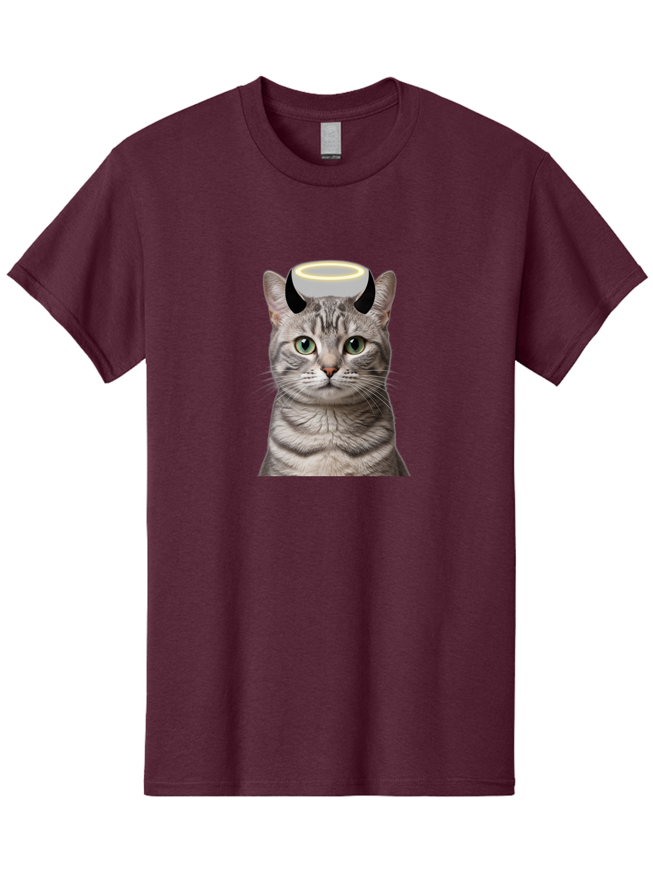 Cat-With-Halo-And-Devil-Ears Men'S Graphic Tee, 100% Cotton, Comfortable Casual Summer Wear, Machine Washable, Vintage Camera, Old Camera, Antique Camera, Black Camera, Classic Photography, Photography Equipment, Nostalgic Device, Film Camera, Bao205