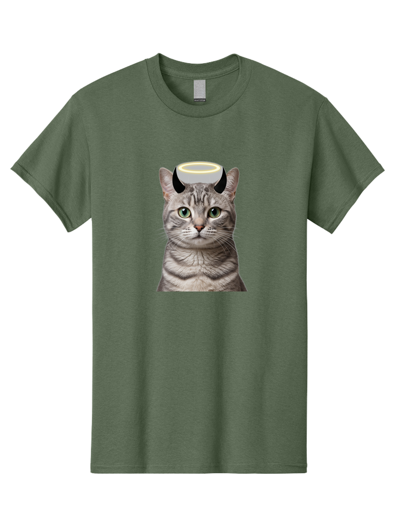 Cat-With-Halo-And-Devil-Ears Men'S Graphic Tee, 100% Cotton, Comfortable Casual Summer Wear, Machine Washable, Vintage Camera, Old Camera, Antique Camera, Black Camera, Classic Photography, Photography Equipment, Nostalgic Device, Film Camera, Bao205