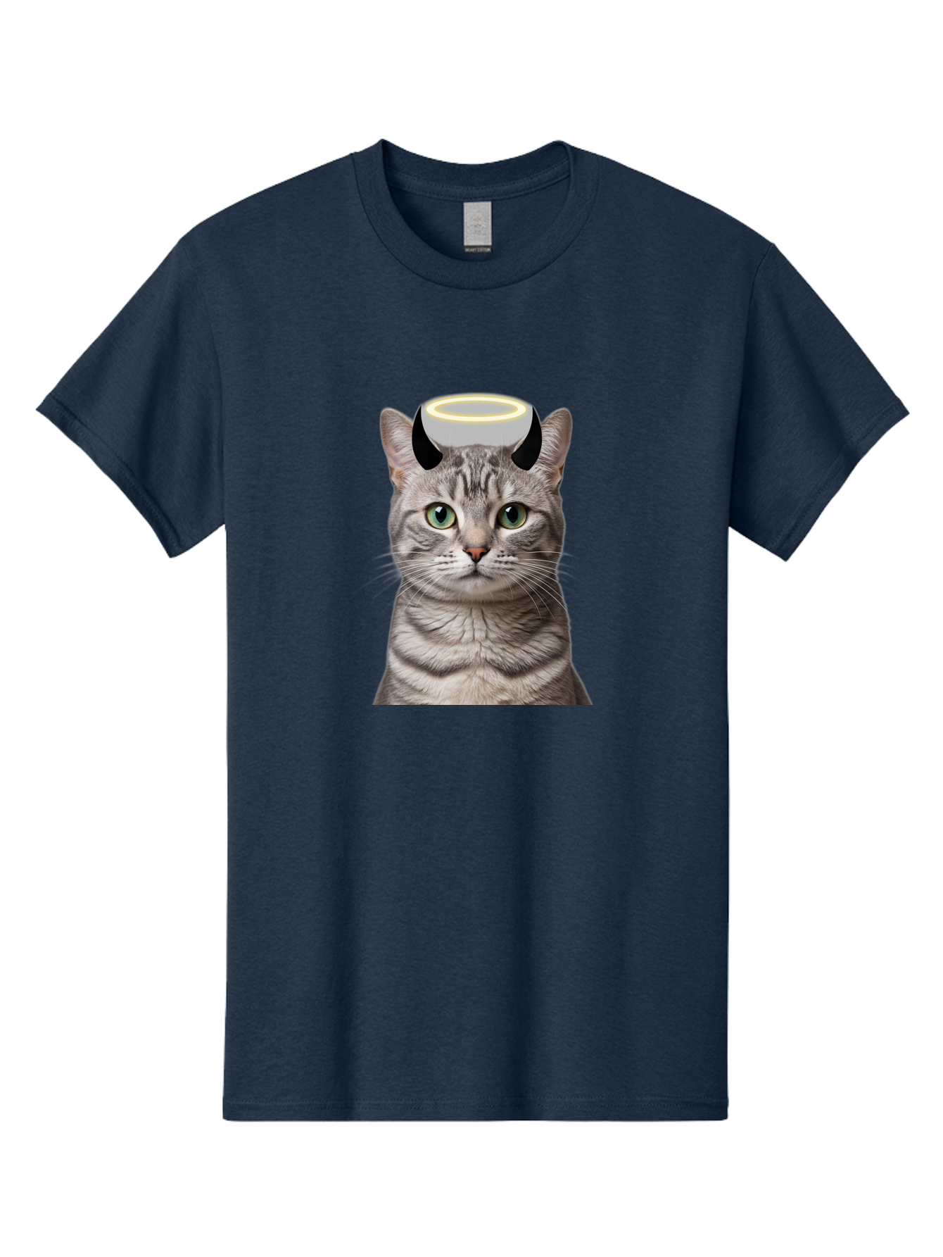 Cat-With-Halo-And-Devil-Ears Men'S Graphic Tee, 100% Cotton, Comfortable Casual Summer Wear, Machine Washable, Vintage Camera, Old Camera, Antique Camera, Black Camera, Classic Photography, Photography Equipment, Nostalgic Device, Film Camera, Bao205