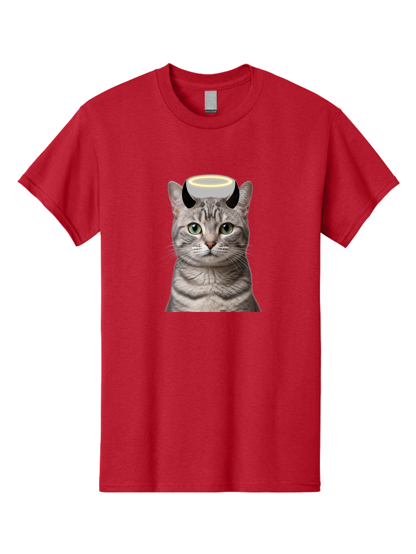Cat-With-Halo-And-Devil-Ears Men'S Graphic Tee, 100% Cotton, Comfortable Casual Summer Wear, Machine Washable, Vintage Camera, Old Camera, Antique Camera, Black Camera, Classic Photography, Photography Equipment, Nostalgic Device, Film Camera, Bao205