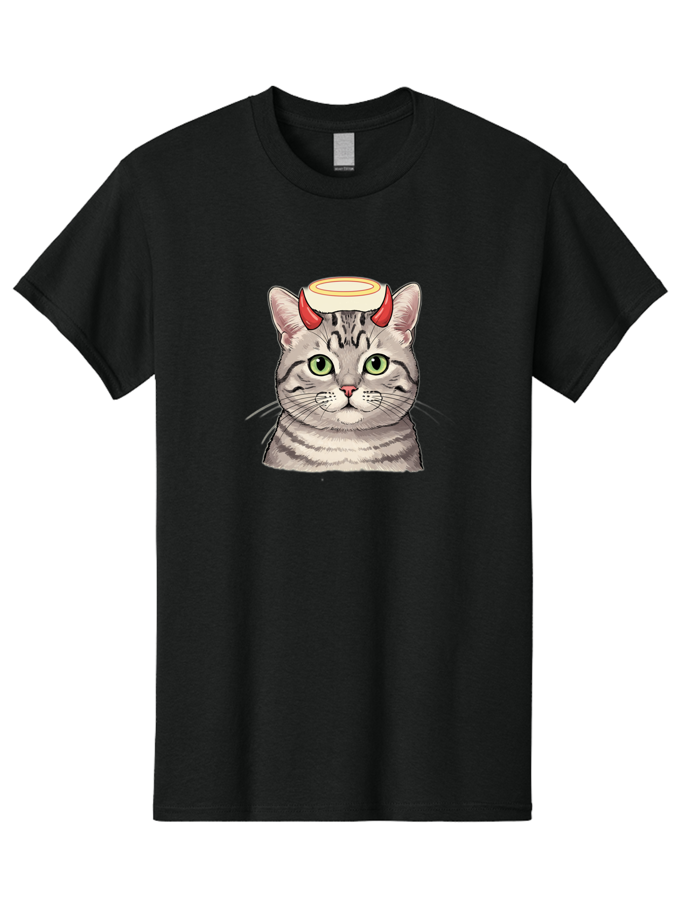 Cat-With-Halo-And-Horns Men'S Graphic Tee, 100% Cotton, Comfortable Casual Summer Wear, Machine Washable, Vintage Camera, Old Camera, Antique Camera, Black Camera, Classic Photography, Photography Equipment, Nostalgic Device, Film Camera, Bao206