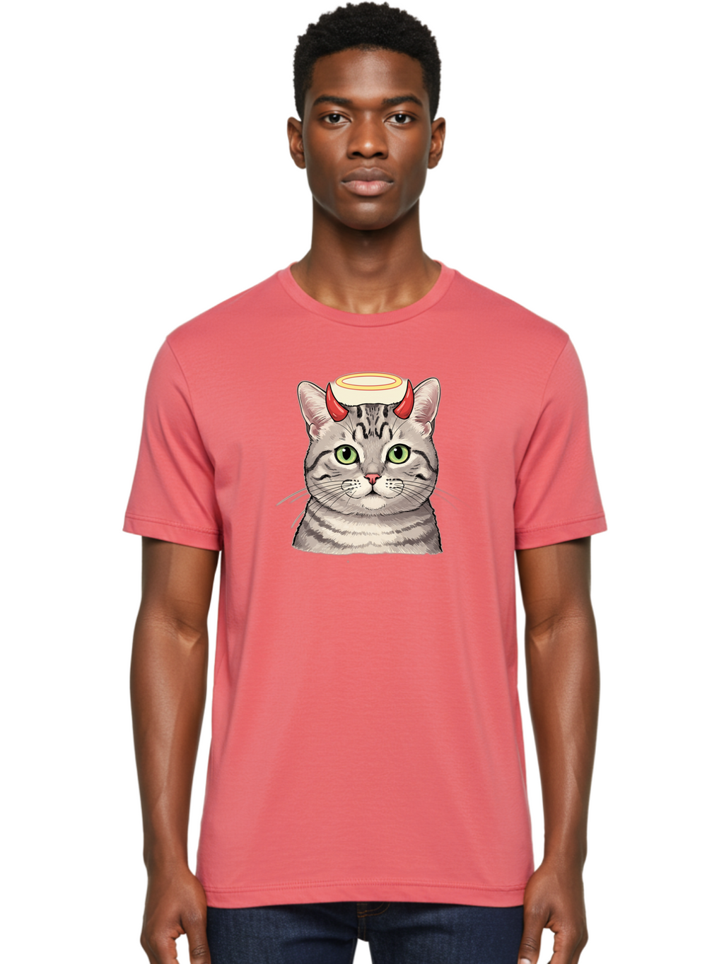 Cat-With-Halo-And-Horns Men'S Graphic Tee, 100% Cotton, Comfortable Casual Summer Wear, Machine Washable, Vintage Camera, Old Camera, Antique Camera, Black Camera, Classic Photography, Photography Equipment, Nostalgic Device, Film Camera, Bao206