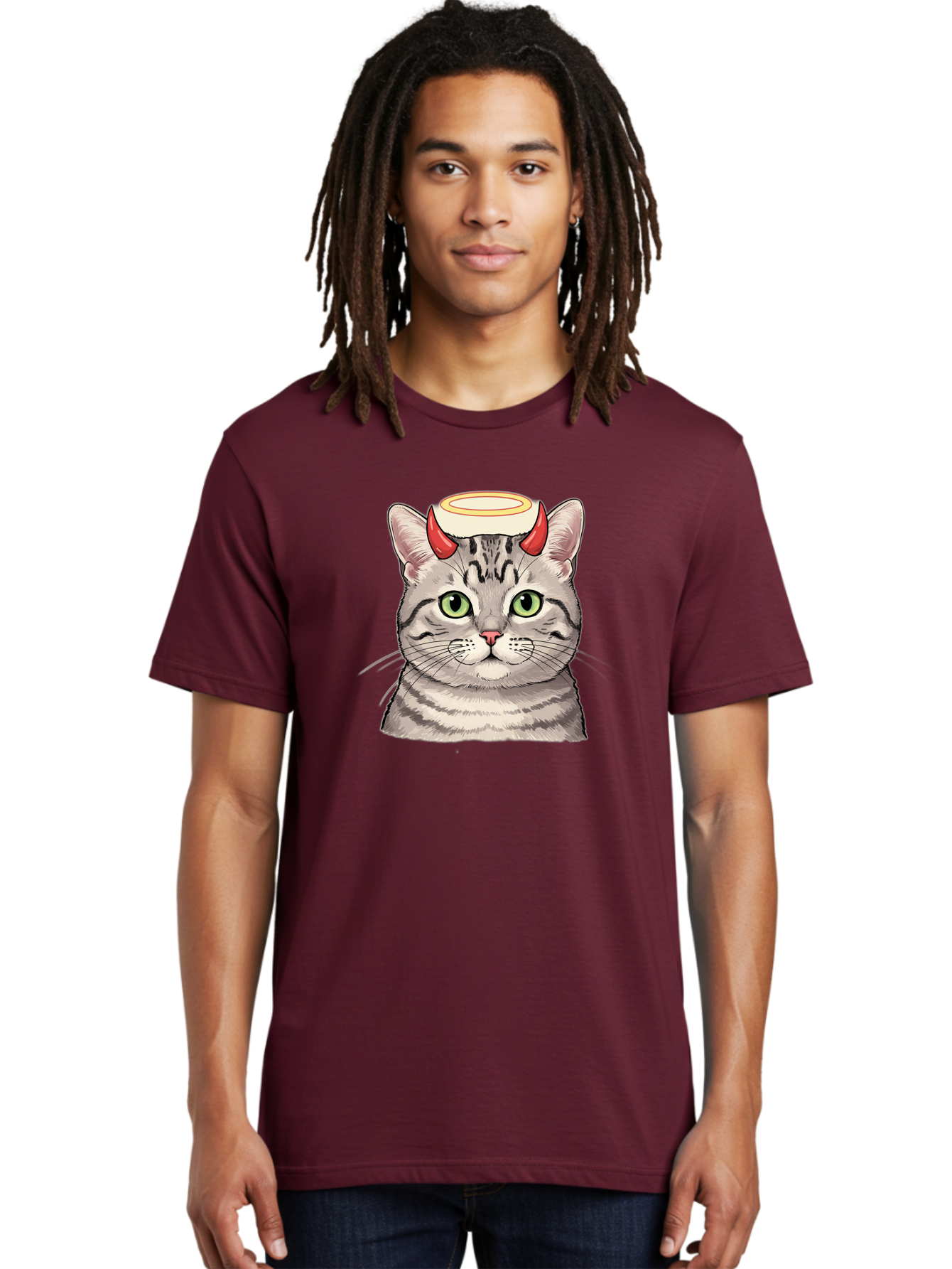 Cat-With-Halo-And-Horns Men'S Graphic Tee, 100% Cotton, Comfortable Casual Summer Wear, Machine Washable, Vintage Camera, Old Camera, Antique Camera, Black Camera, Classic Photography, Photography Equipment, Nostalgic Device, Film Camera, Bao206