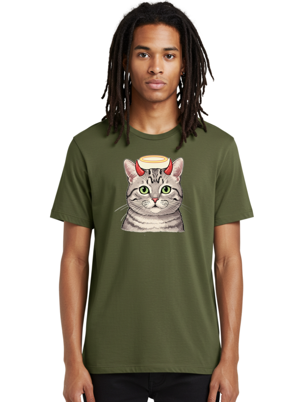 Cat-With-Halo-And-Horns Men'S Graphic Tee, 100% Cotton, Comfortable Casual Summer Wear, Machine Washable, Vintage Camera, Old Camera, Antique Camera, Black Camera, Classic Photography, Photography Equipment, Nostalgic Device, Film Camera, Bao206