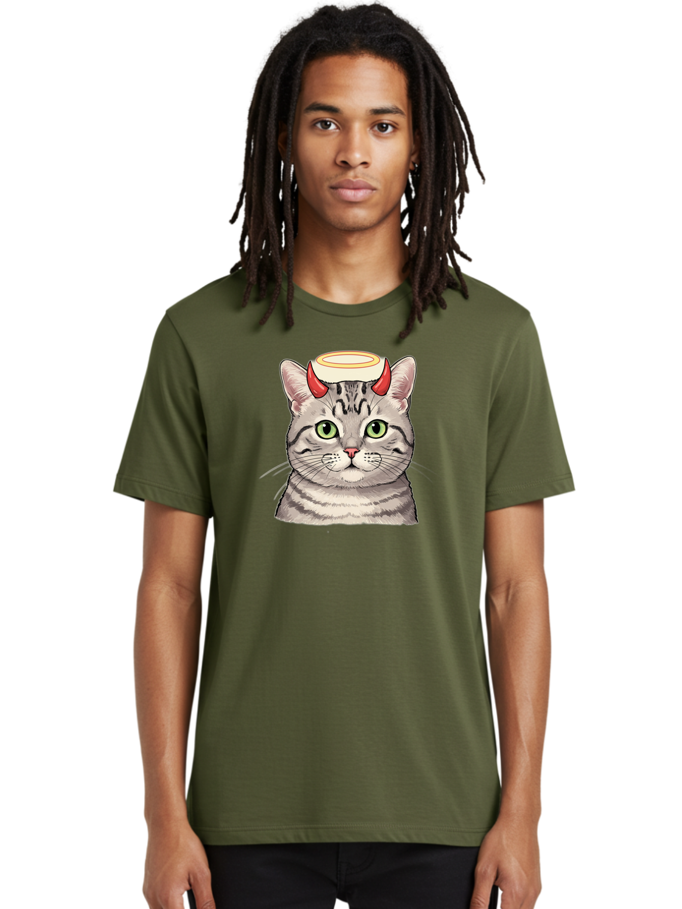 Cat-With-Halo-And-Horns Men'S Graphic Tee, 100% Cotton, Comfortable Casual Summer Wear, Machine Washable, Vintage Camera, Old Camera, Antique Camera, Black Camera, Classic Photography, Photography Equipment, Nostalgic Device, Film Camera, Bao206