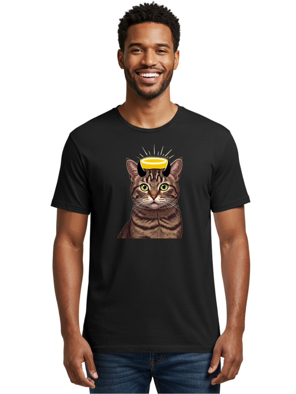 Cat-With-Halo Men'S Graphic Tee, 100% Cotton, Comfortable Casual Summer Wear, Machine Washable, Vintage Camera, Old Camera, Antique Camera, Black Camera, Classic Photography, Photography Equipment, Nostalgic Device, Film Camera, Camera Art Bao207