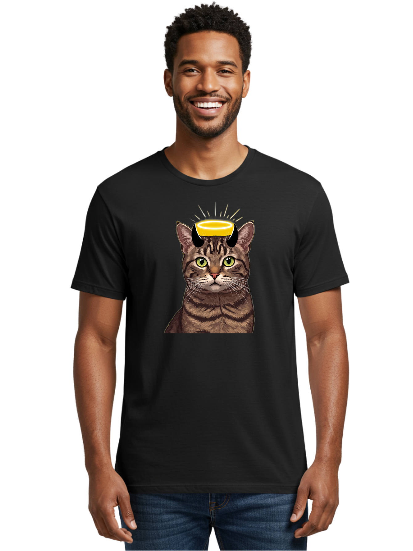 Cat-With-Halo Men'S Graphic Tee, 100% Cotton, Comfortable Casual Summer Wear, Machine Washable, Vintage Camera, Old Camera, Antique Camera, Black Camera, Classic Photography, Photography Equipment, Nostalgic Device, Film Camera, Camera Art Bao207
